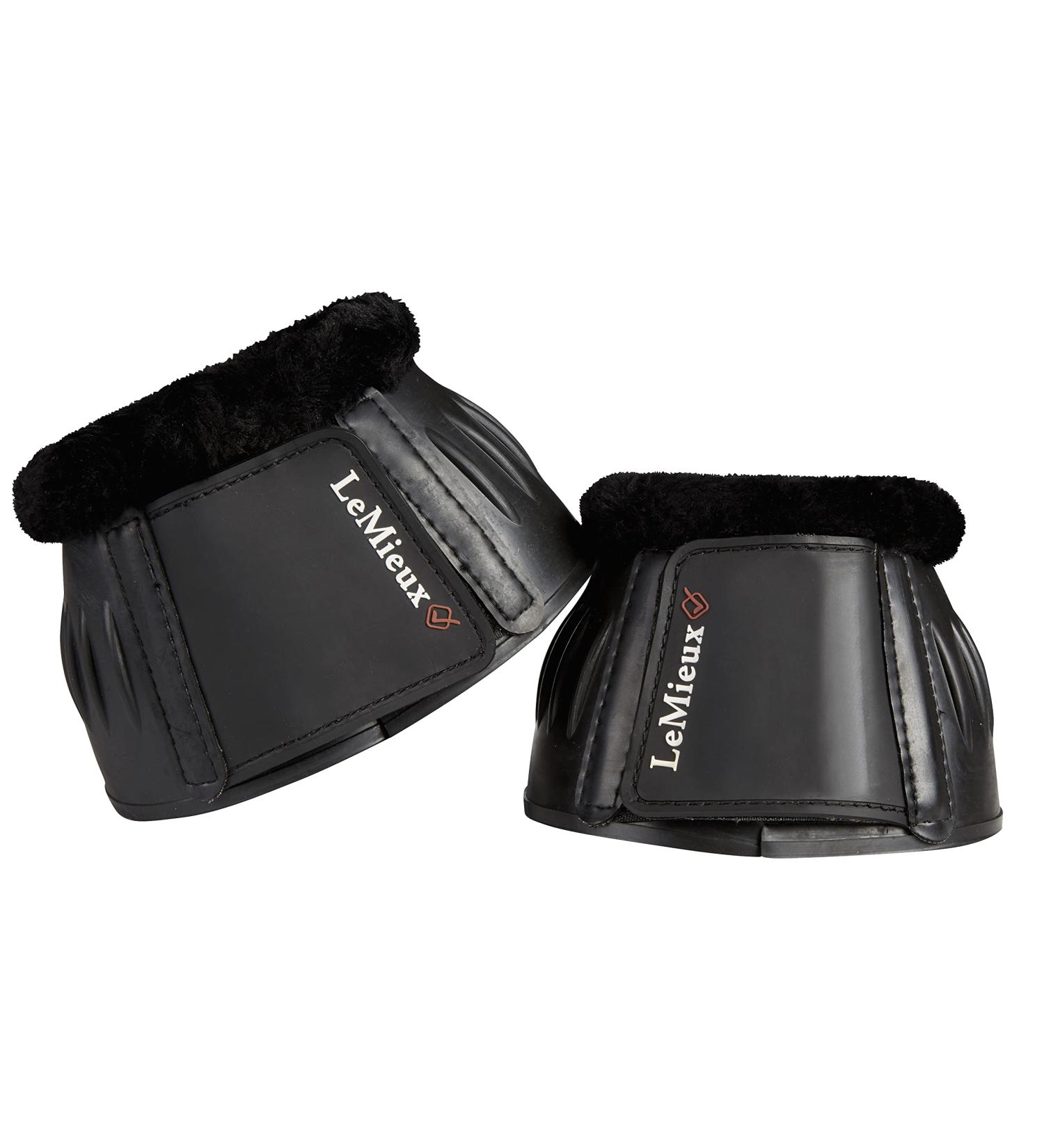 LeMieux Black Fleece Rubber Bell Overreach Horse Boots - Protective Gear and Training Equipment - Equine Boots Wraps & Accessories Medium Black Fleece Rubber Bell - Buy Online on SooperMarket.com