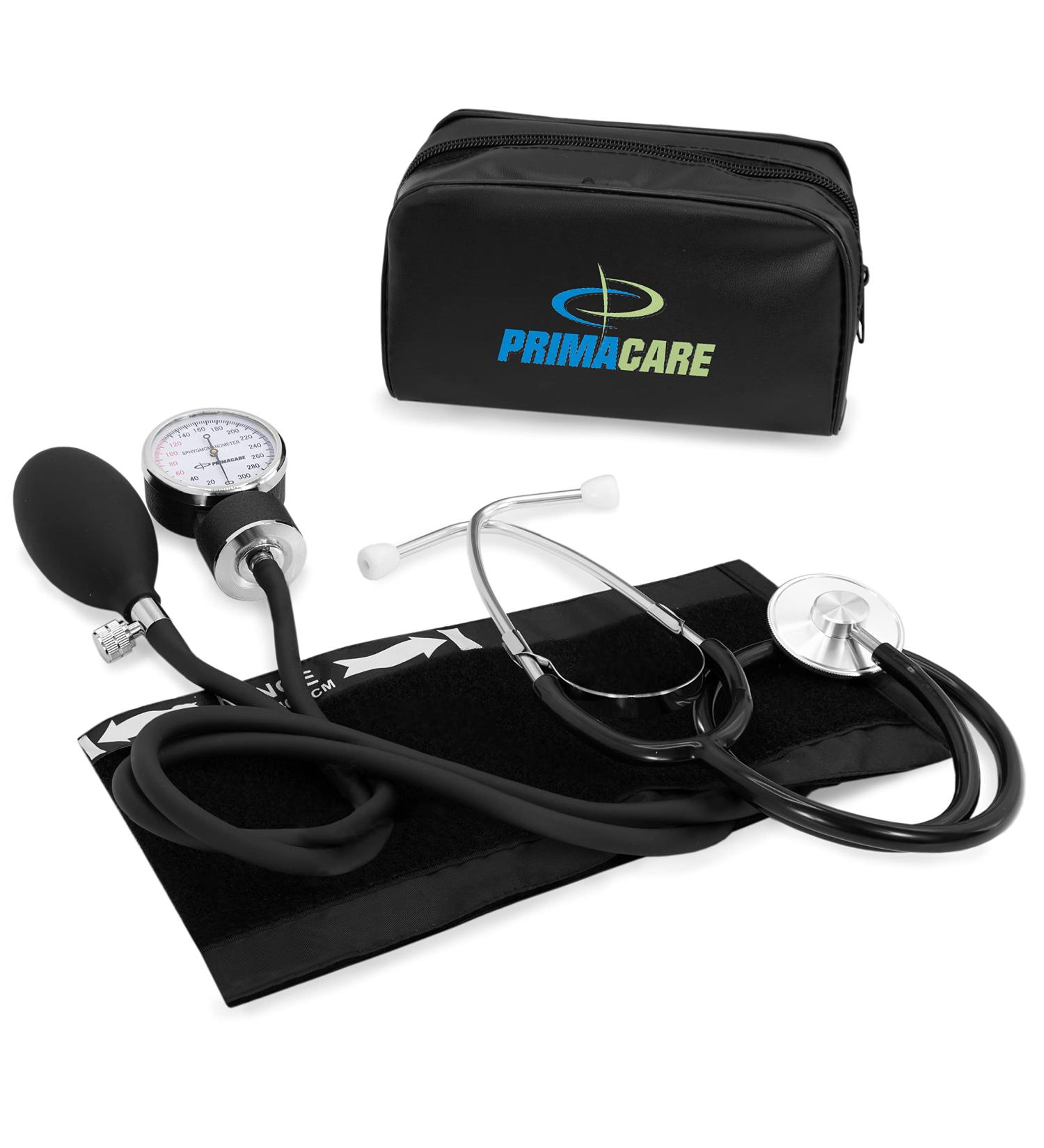 PRIMACARE Professional Classic Manual Blood Pressure Kit with Stethoscope - Adult Size, Emergency BP Monitoring Set in Portable Case - Black - Buy Online on SooperMarket.com
