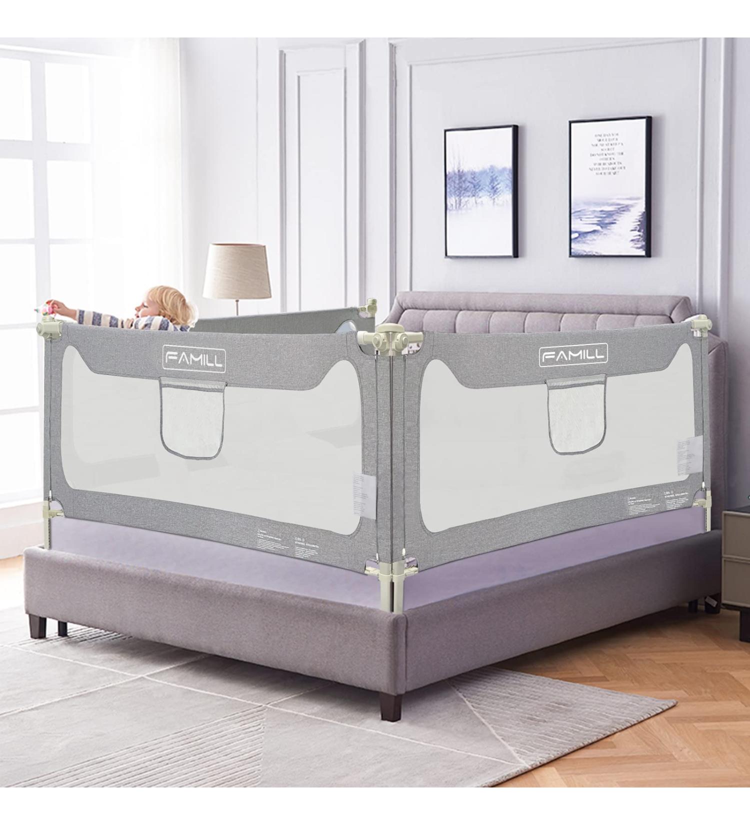 Toddler Bed Rail Guard - Grey 74.8inch for Queen, King, Twin, Full Size Beds - Extra Length 54-78.7 - Kids' Bed Rails & Rail Guards - Buy Online on SooperMarket.com