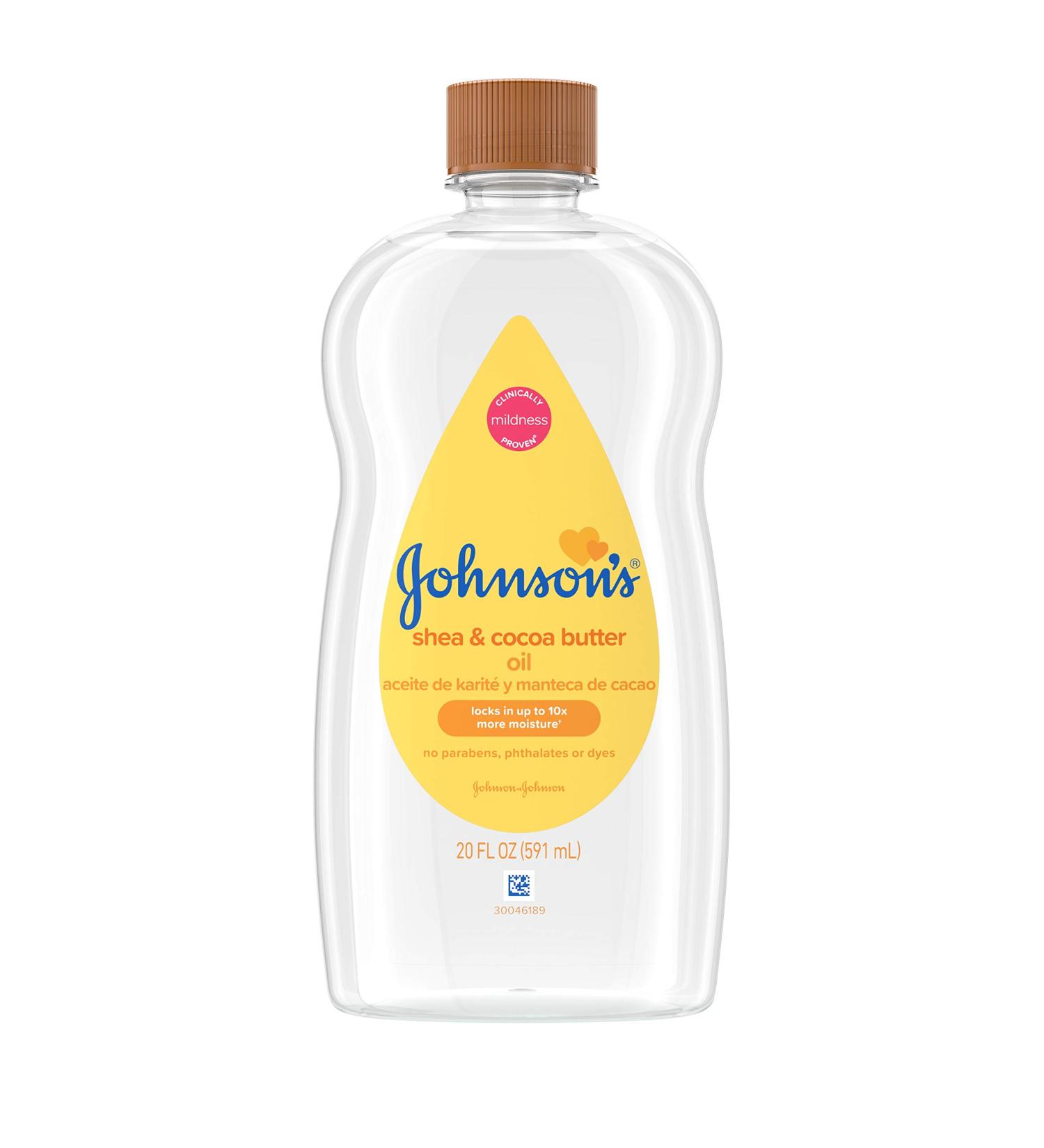 Johnson's Baby Oil with Shea & Cocoa Butter - 20 fl. oz | Hypoallergenic Formula for Preventing Moisture Loss - Buy Online on SooperMarket.com