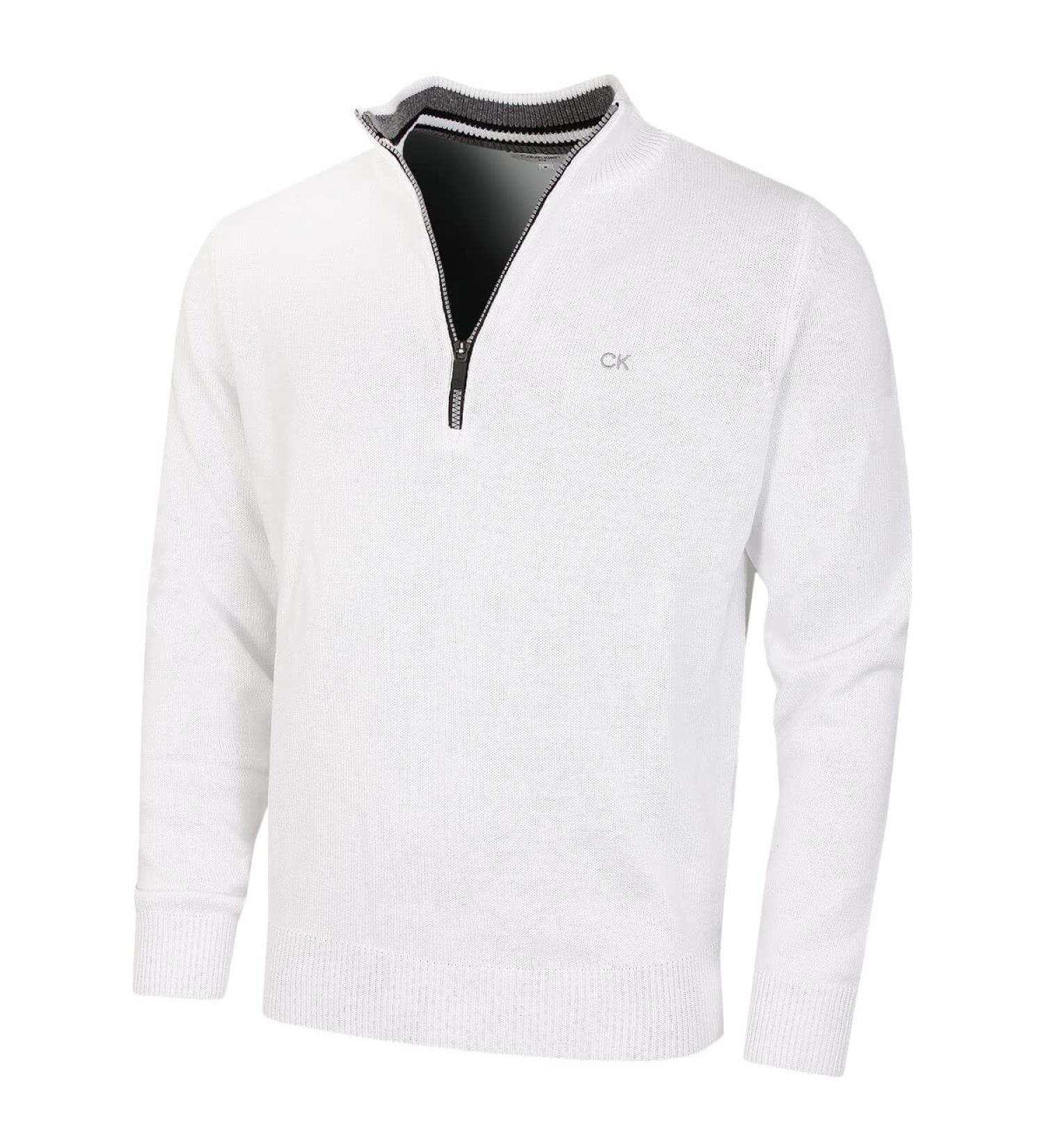 Calvin Klein Golf Men's Cotton Sweater - White - XL | Premium Quality Golf Apparel - International Shipping Available - Buy Online on SooperMarket.com