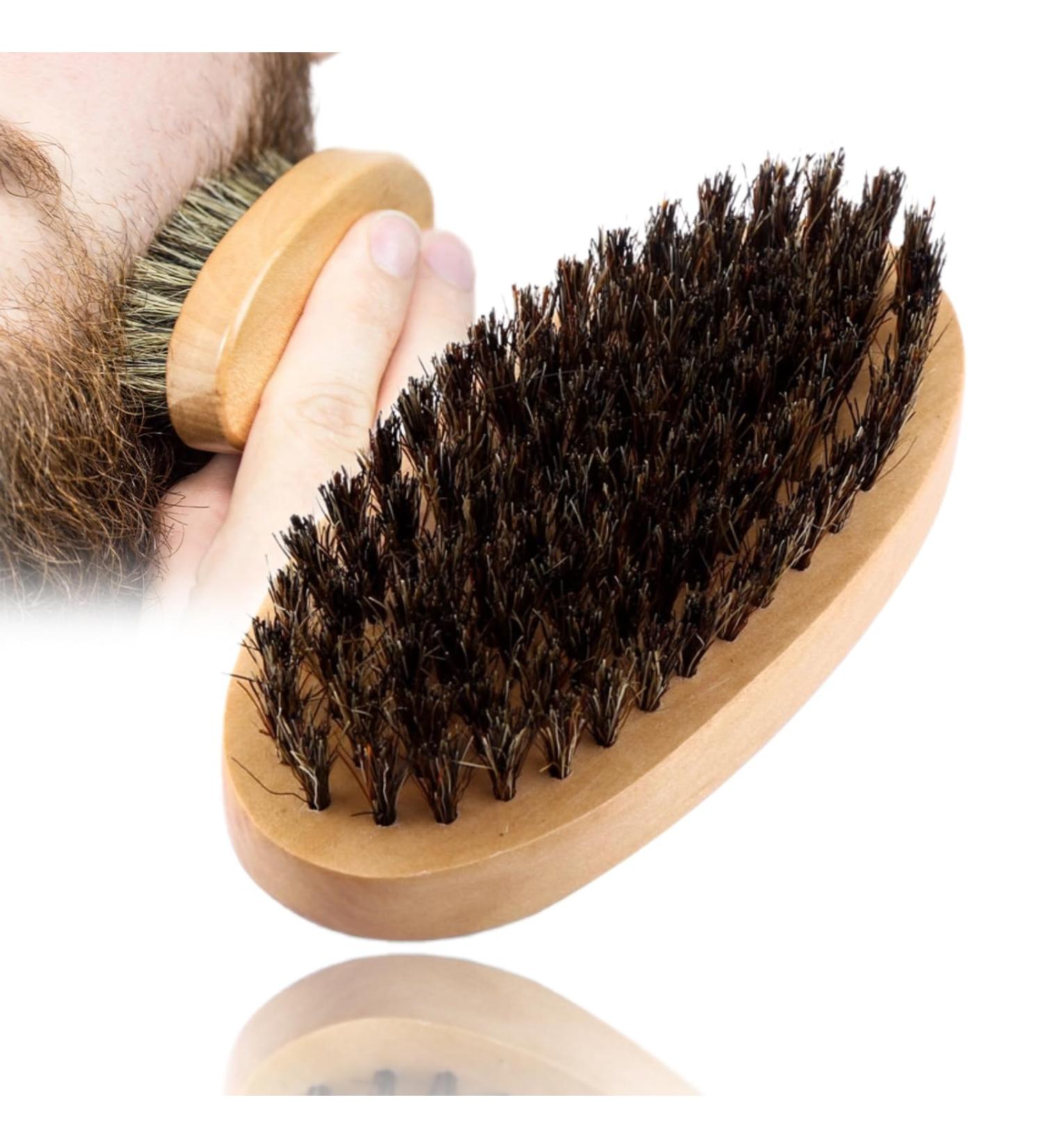 Beard Brush - Natural Faux Boar Bristle Wooden Handle Military Pocket Grooming Comb for Men - Buy Online on SooperMarket.com