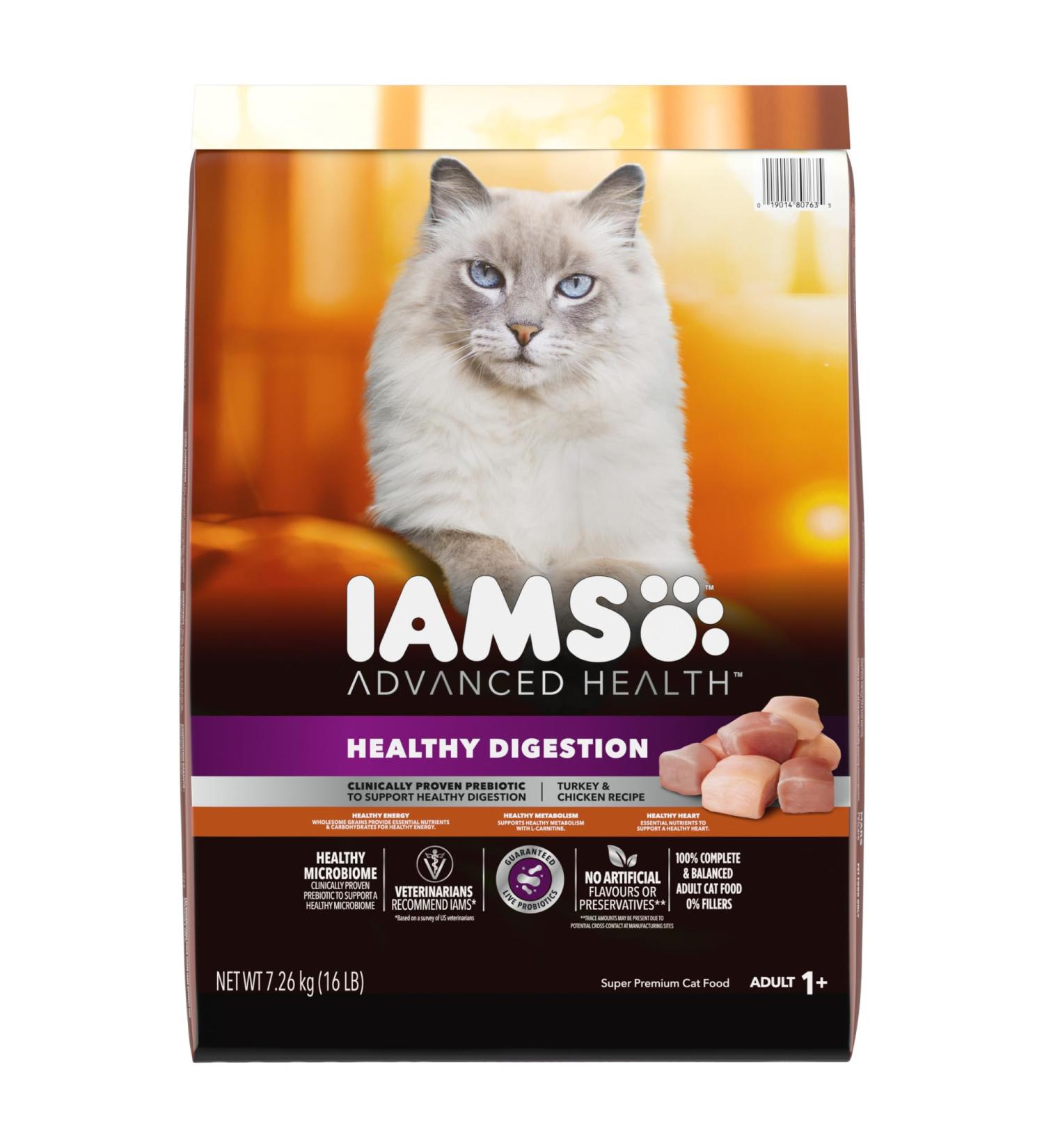Iams Advanced Health Healthy Digestion Adult Dry Cat Food Turkey & Chicken Recipe 7.26kg Bag - Buy Online on SooperMarket.com