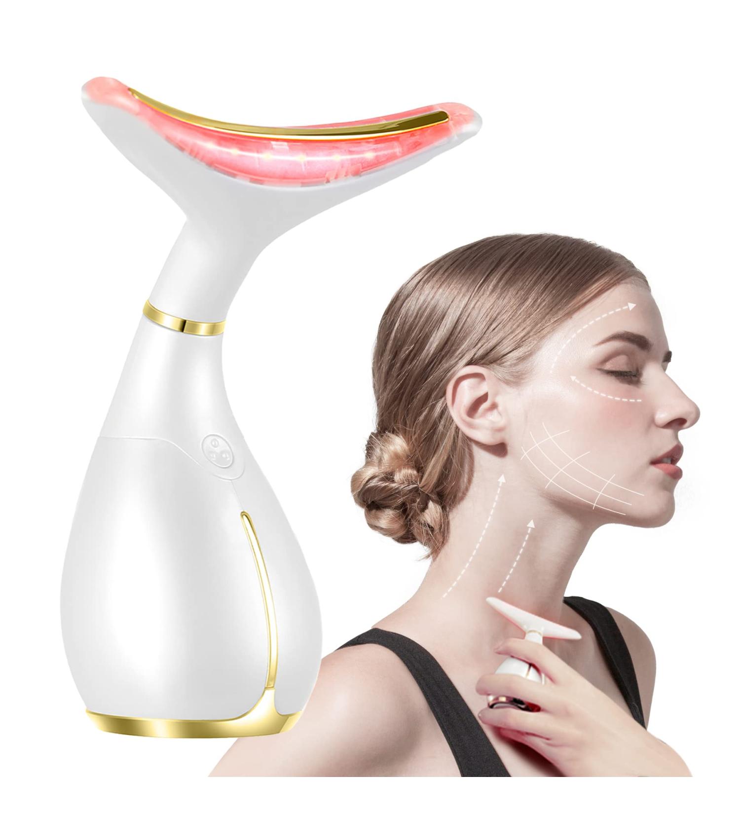 Ms.W 3-in-1 Beauty Massager for Face and Neck with Heat, Vibration and LED - Electric Facial Tool for Skin Firming and Smoothing - Buy Online on SooperMarket.com