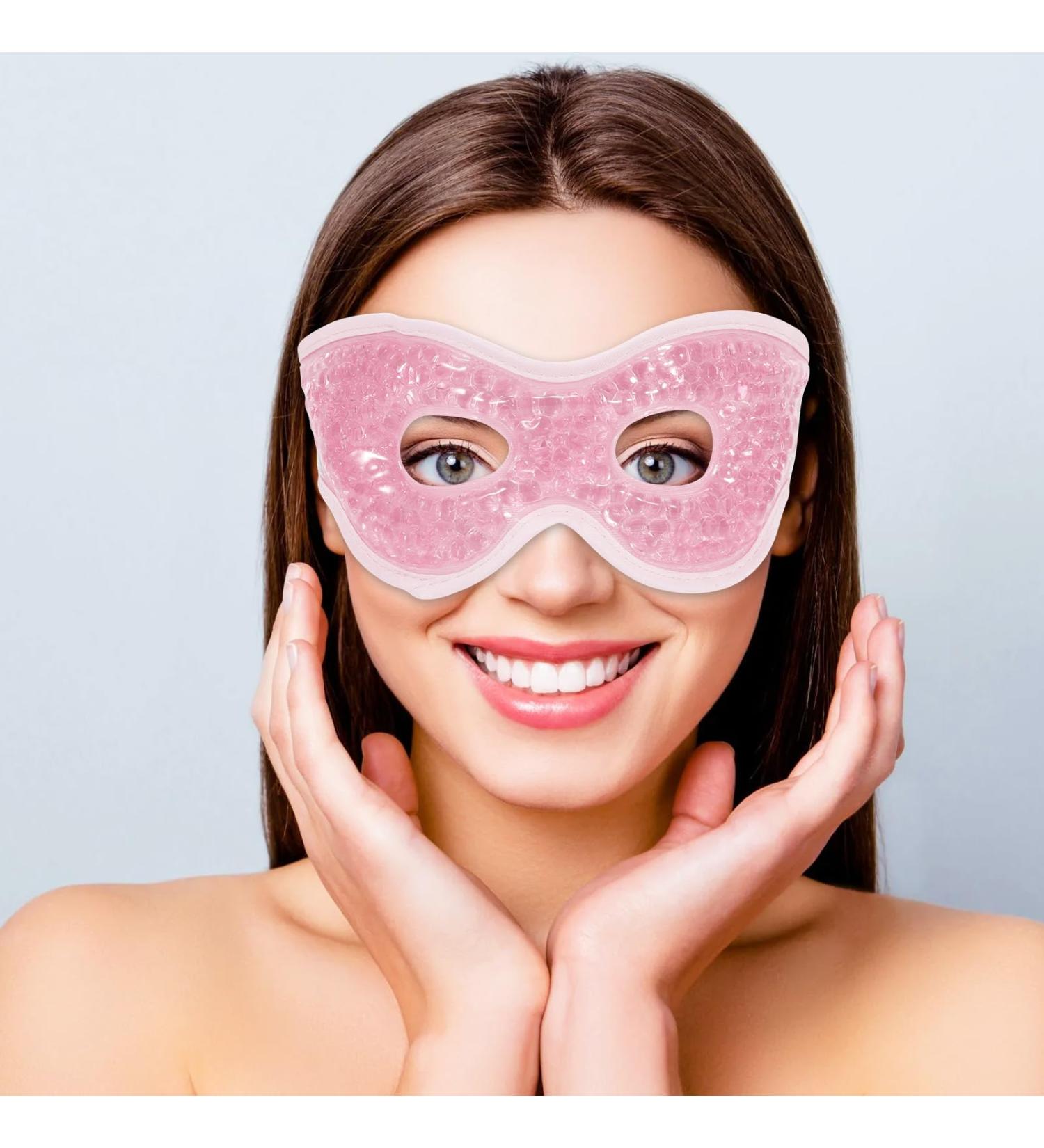 MIVORA Cooling Gel Mask for Puffy Eyes - Hot Cold Therapy for Migraine Headache, Dark Circles, Sinus Pain - Reusable - Light Blue (A-pink) - Buy Online on SooperMarket.com