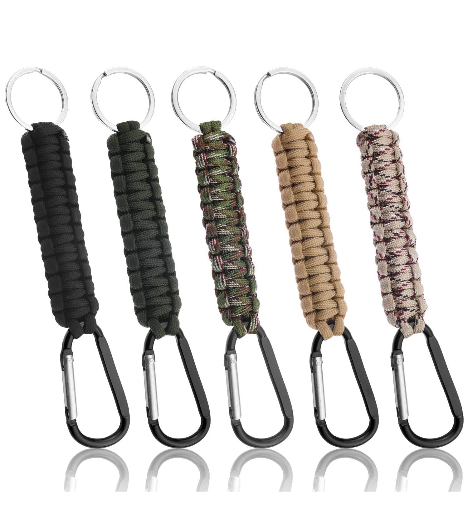 5-Piece Paracord Key Rings with Carabiner Hook | Ideal for Cycling Mountaineering Camping & Outdoor Activities - Buy Online on SooperMarket.com