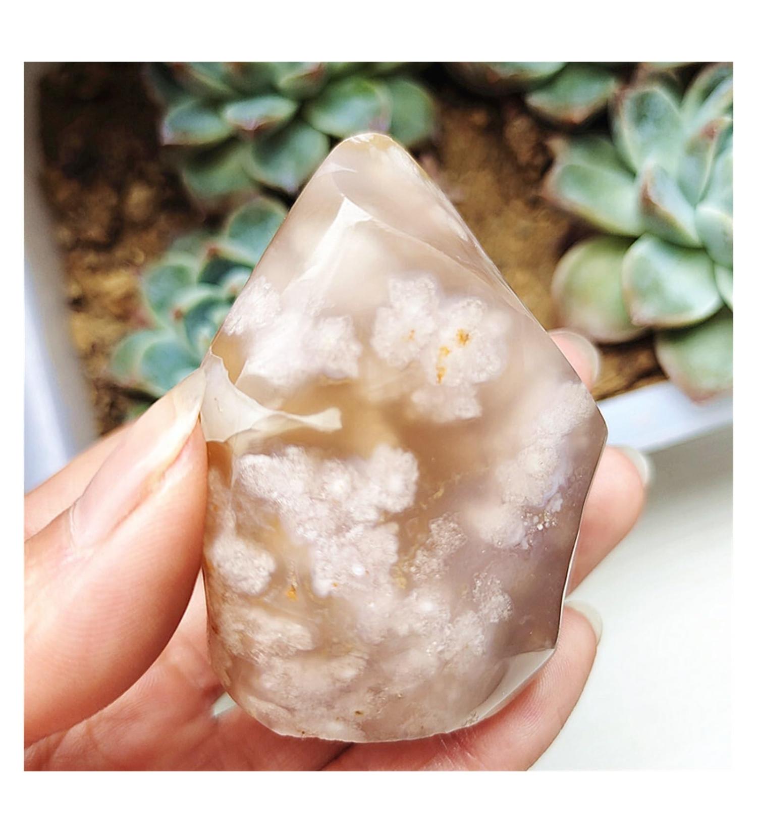 Natural Stone Sakura Agate Crystals Flame Home Room Decoration Feng Shui Gemstone Ornaments Reiki Stone Collection (Color : 80-90g Size : 1pc) 1pc 80-90g - Buy Online on SooperMarket.com