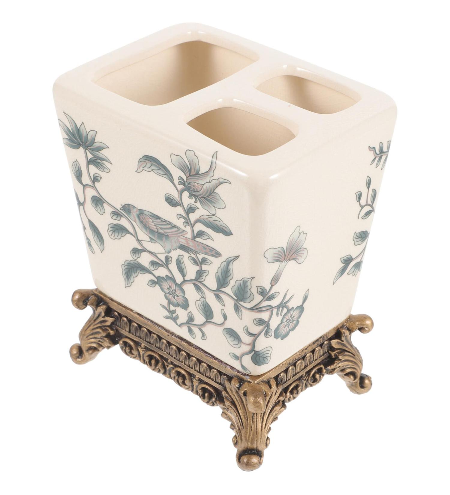 Buy Cabilock Ceramic Toothbrush Holder - Versatile Bathroom Accessory for Washbasins | American Style Toothpaste Storage - Buy Online on SooperMarket.com