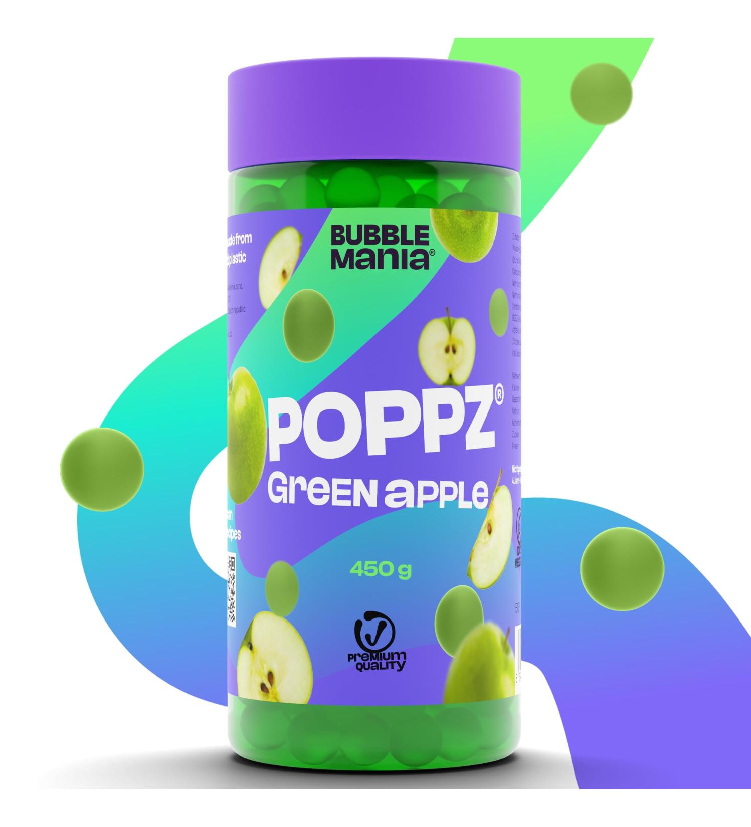 POPPZ Green Apple Popping Boba Pearls for Bubble Tea - Fruit Juice Filled 450g Pack for Bubble Tea - Buy Online on SooperMarket.com