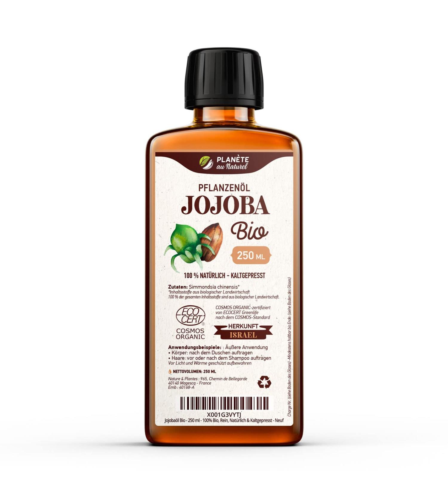 Jojoba Oil Organic 250 ml - 100% Pure Natural & Cold Pressed - Buy Online Internationally - Buy Online on SooperMarket.com