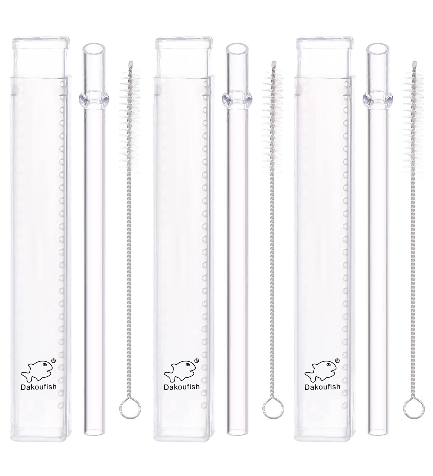 Dakoufish 11 inch Reusable Tritan Plastic Straws with Collapsible Storage Box & Cleaning Brush for 24 oz 30 oz 40oz Jars/Tumblers Pack of 3sets Clear 11 Inch straws and box (3sets) - Buy Online on SooperMarket.com