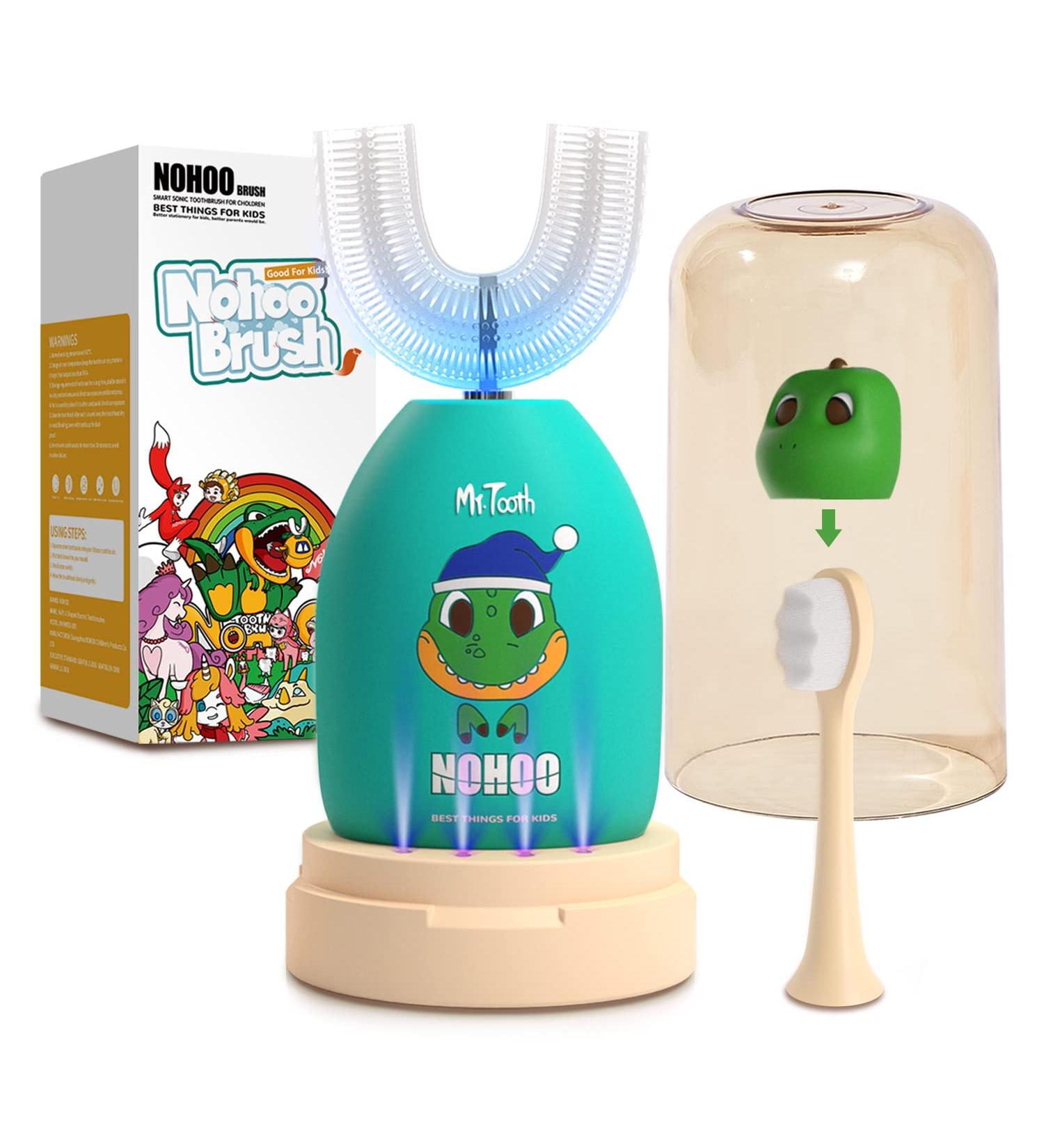 NOHOO U Shape Kids Electric Toothbrush | Rechargeable Ultrasonic Toothbrush for Toddlers | Waterproof | 3 Modes | Green - Buy Online on SooperMarket.com