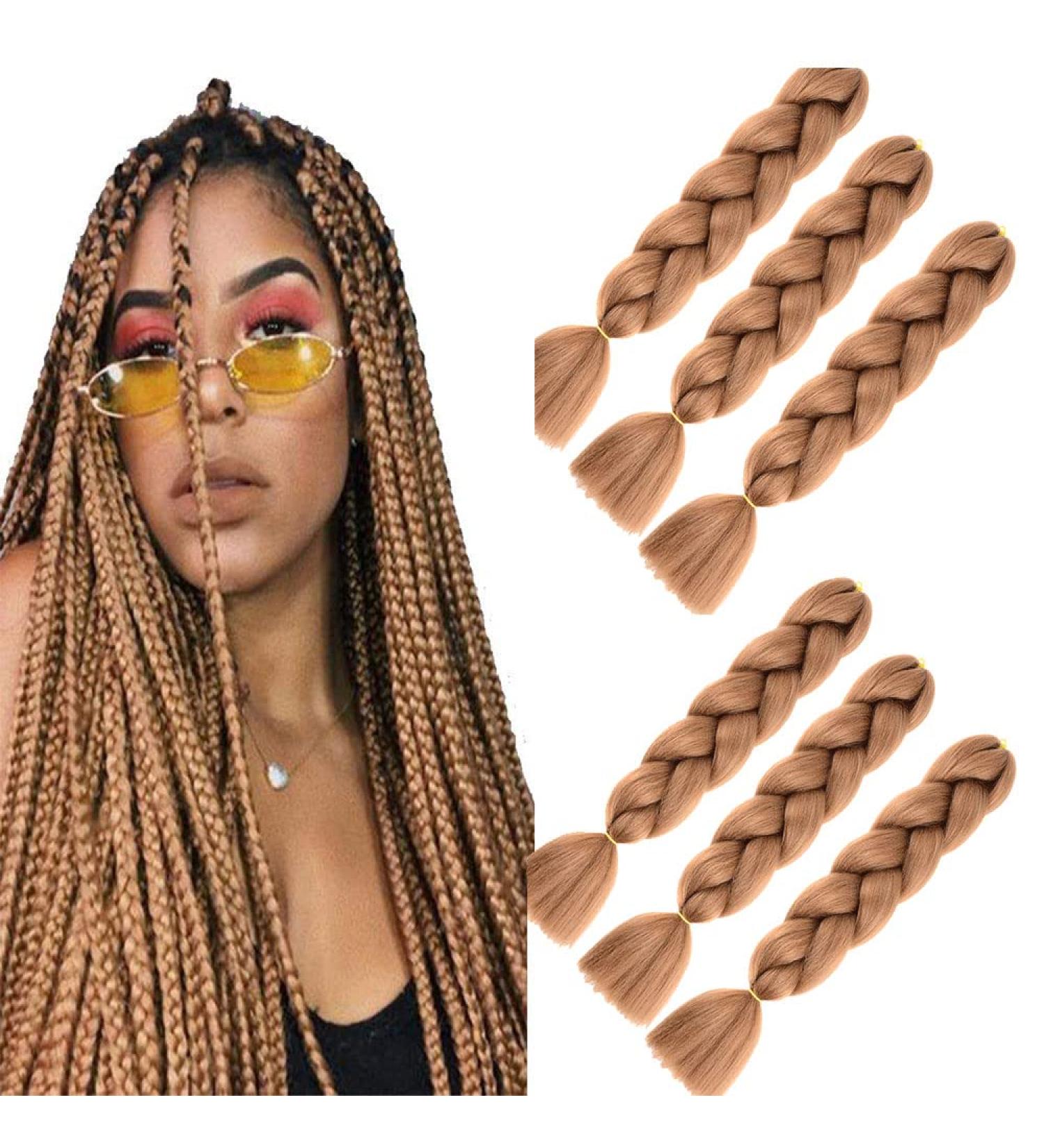 24-Inch Ombre Brown Jumbo Braid Hair Extensions | Kankalon 6Pcs Box Braids for Art & Style - Buy Online on SooperMarket.com