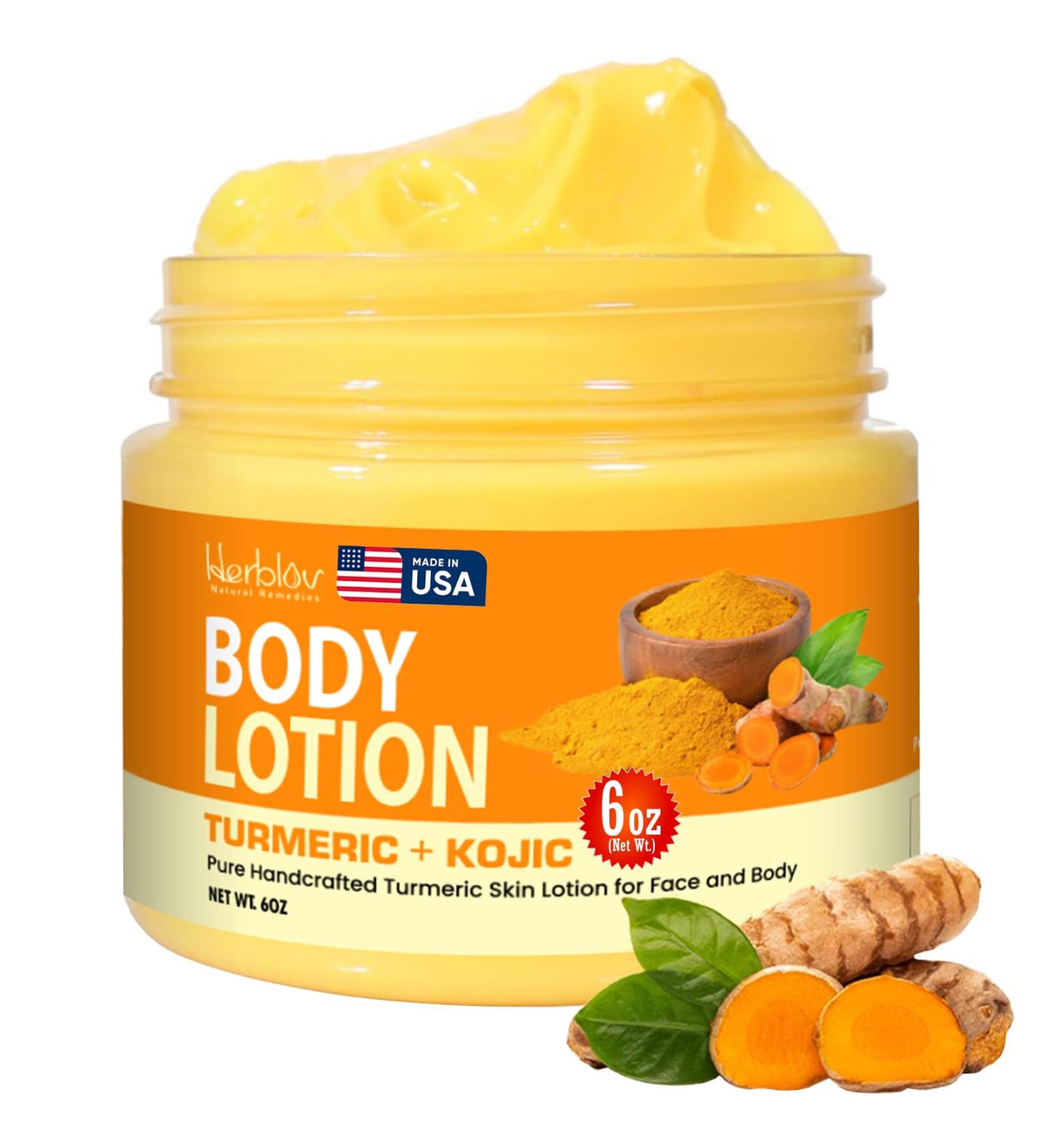 Buy Turmeric & Kojic Body Butter - Natural Skin Brightening Lotion for Even Tone Scars & Age Spots - Whipped Shea Butter Cream - Buy Online on SooperMarket.com