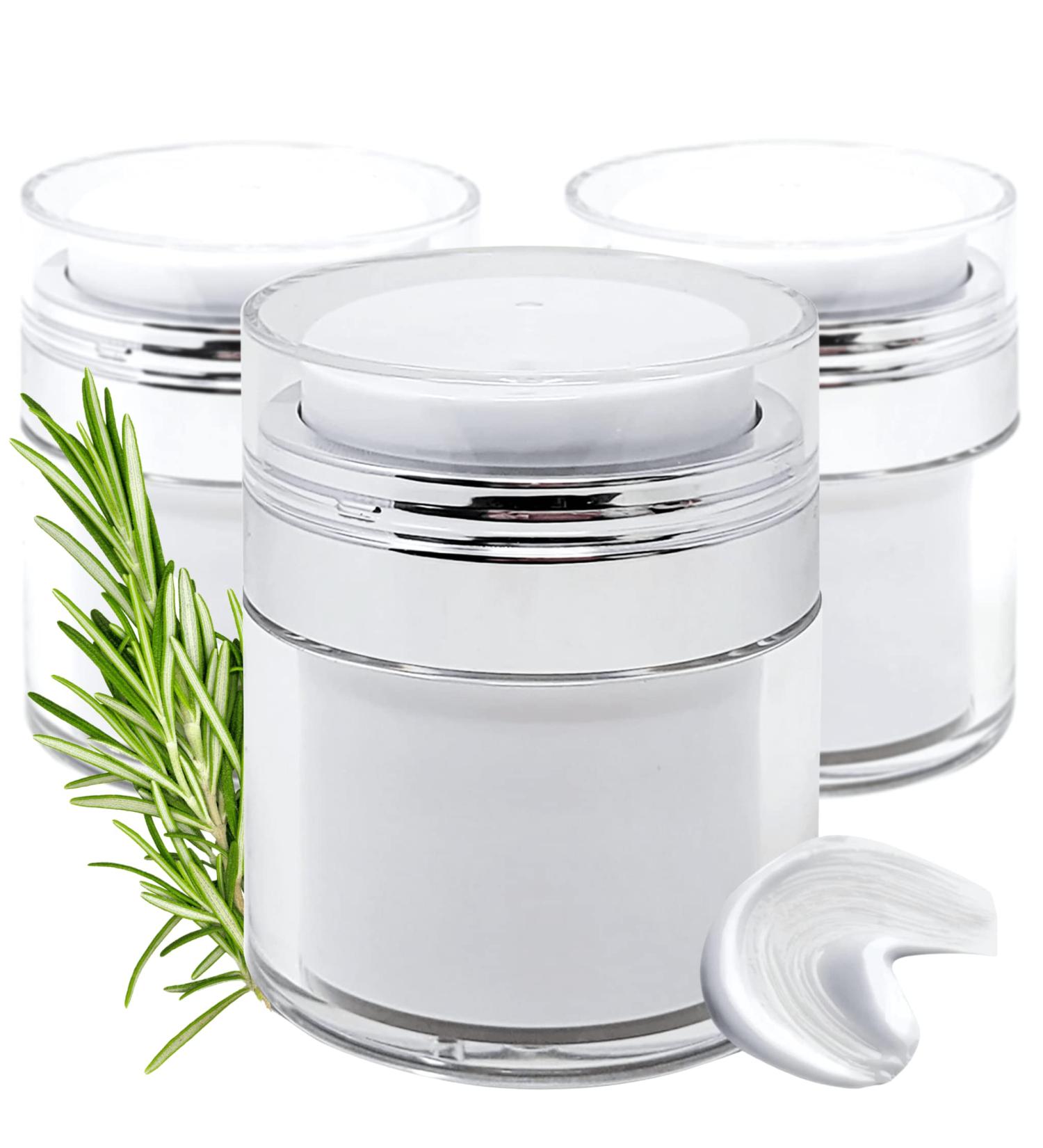 3-Pack Airless Pump Jars - 1.7 oz Refillable Cosmetic Cream Jars - Travel-Friendly Containers for Face Creams and Moisturizers - Buy Online on SooperMarket.com