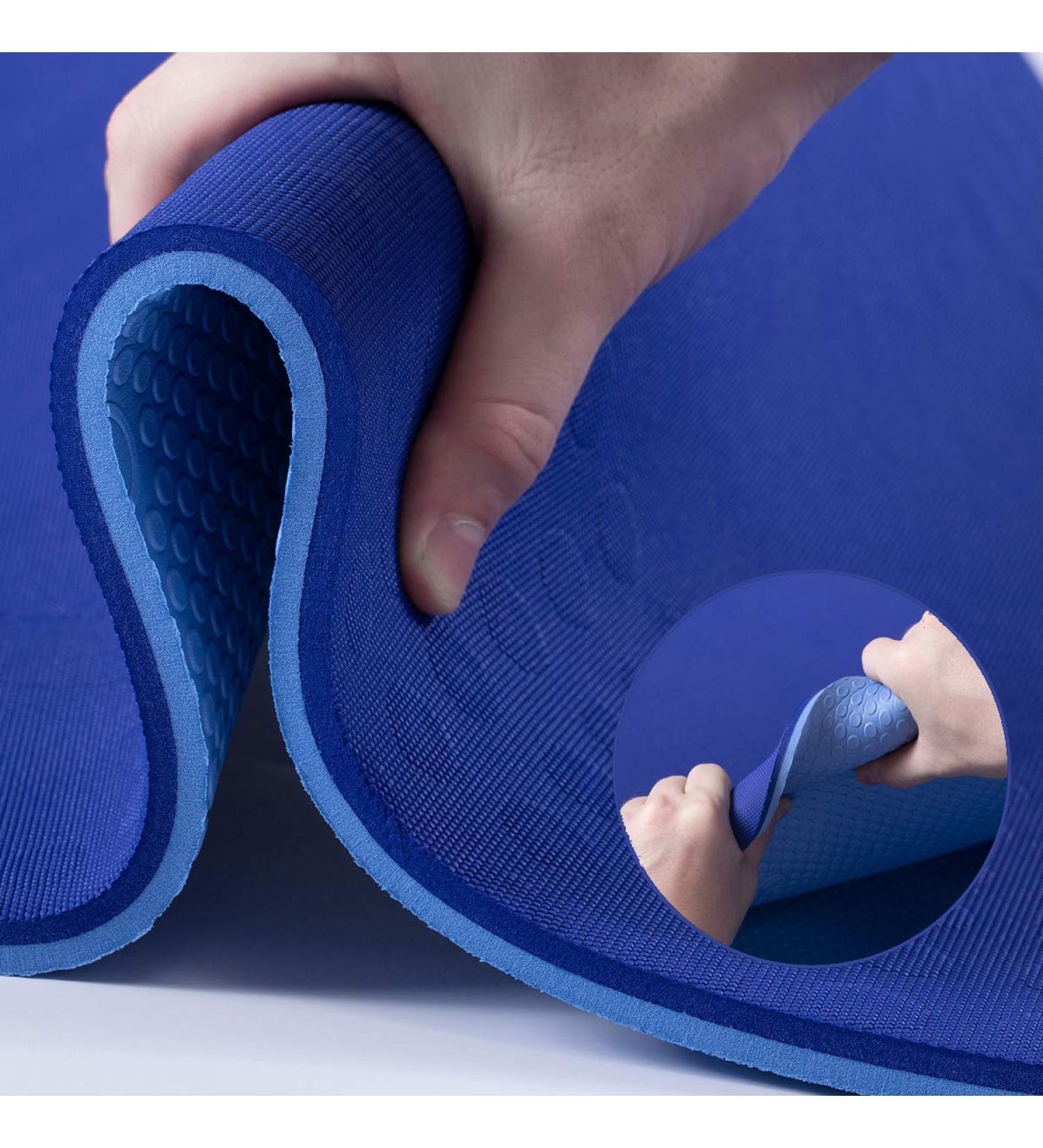 JELS Extra Thick 10MM Yoga Mat - Ergonomic 3D Non Slip Design - SGS Certified TPE Material - For Men and Women - Includes Carrying Strap - Ideal for Yoga, Pilates, and Floor Workouts - 72x26 - Blue - Buy Online on SooperMarket.com