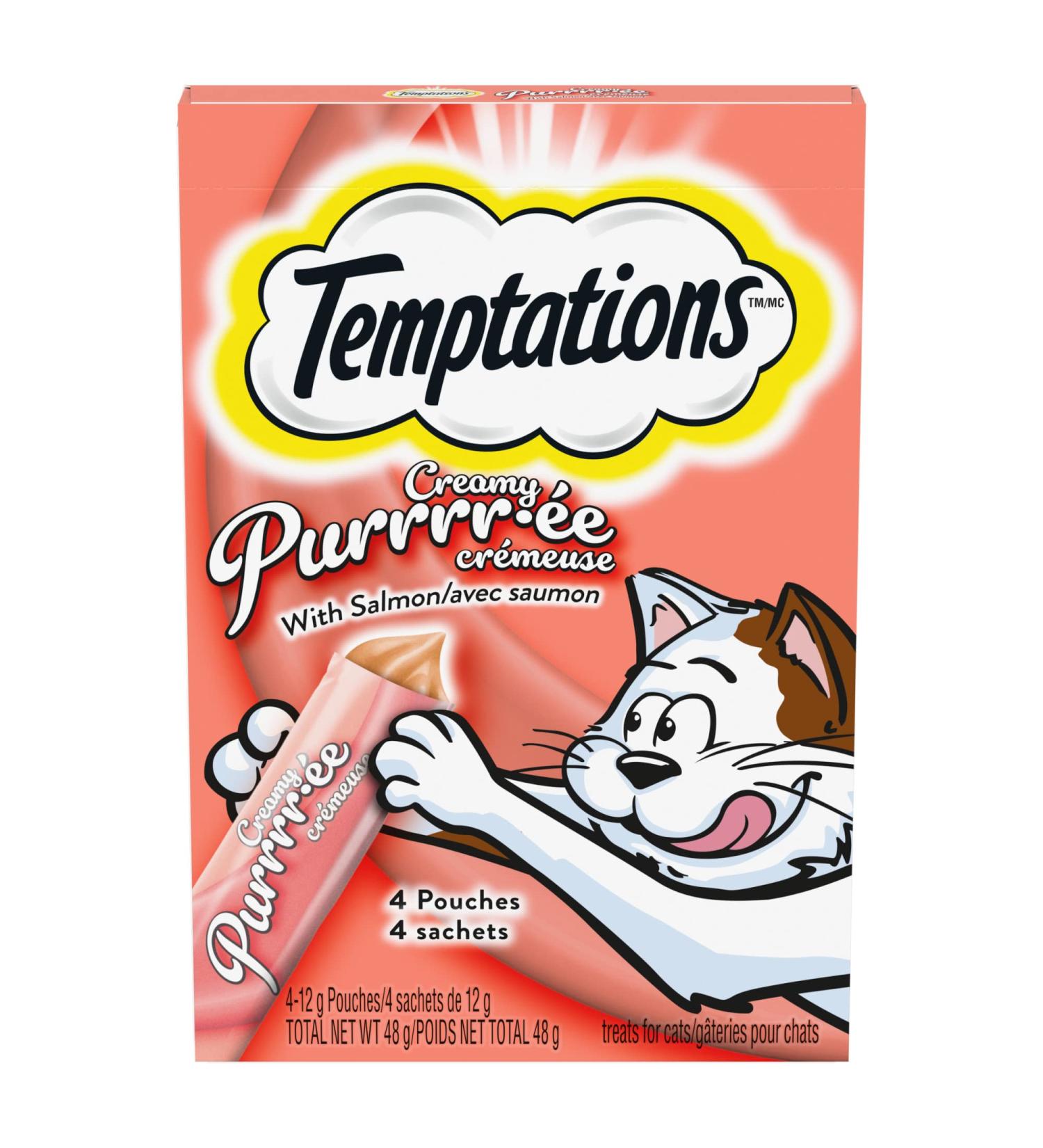 TEMPTATIONS Cat Treats Adult Creamy Puree Lickables Salmon 12g Pouches (44 Pack) - Buy Online on SooperMarket.com