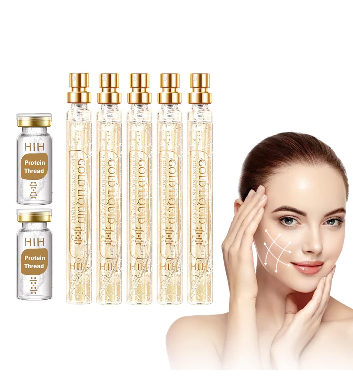 Protein Thread Lifting Set with Soluble Protein Thread and Nano Gold Essence - 2Pcs Protein Line Lift Kit + 5Pcs Collagen Thread - Buy Online on SooperMarket.com