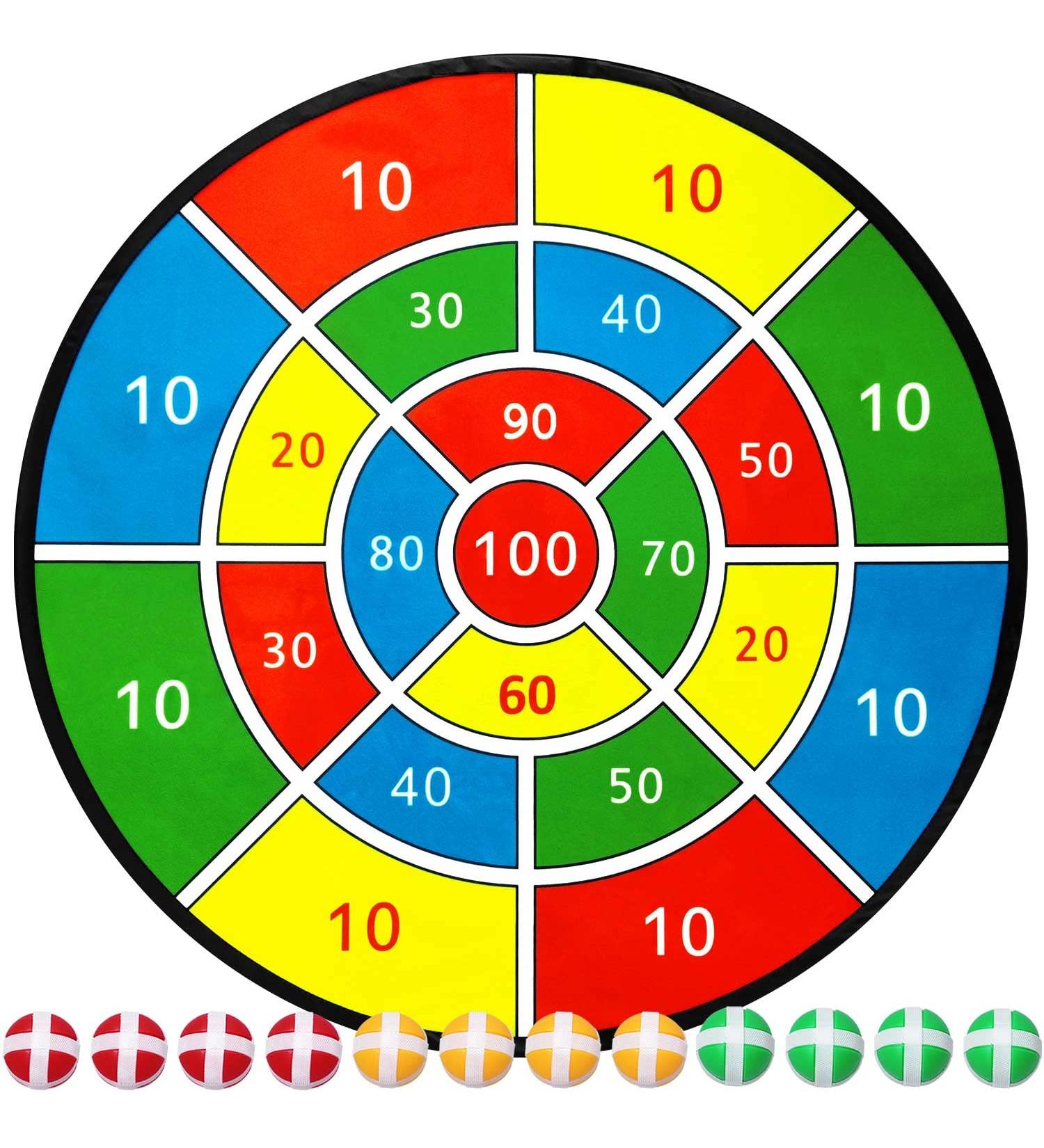 Dart Board Games for Kids - Large 28 Dart Board Toys with Sticky Balls, Outdoor Safe Toy Gifts for Boys and Girls Ages 3-10 - Buy Online on SooperMarket.com