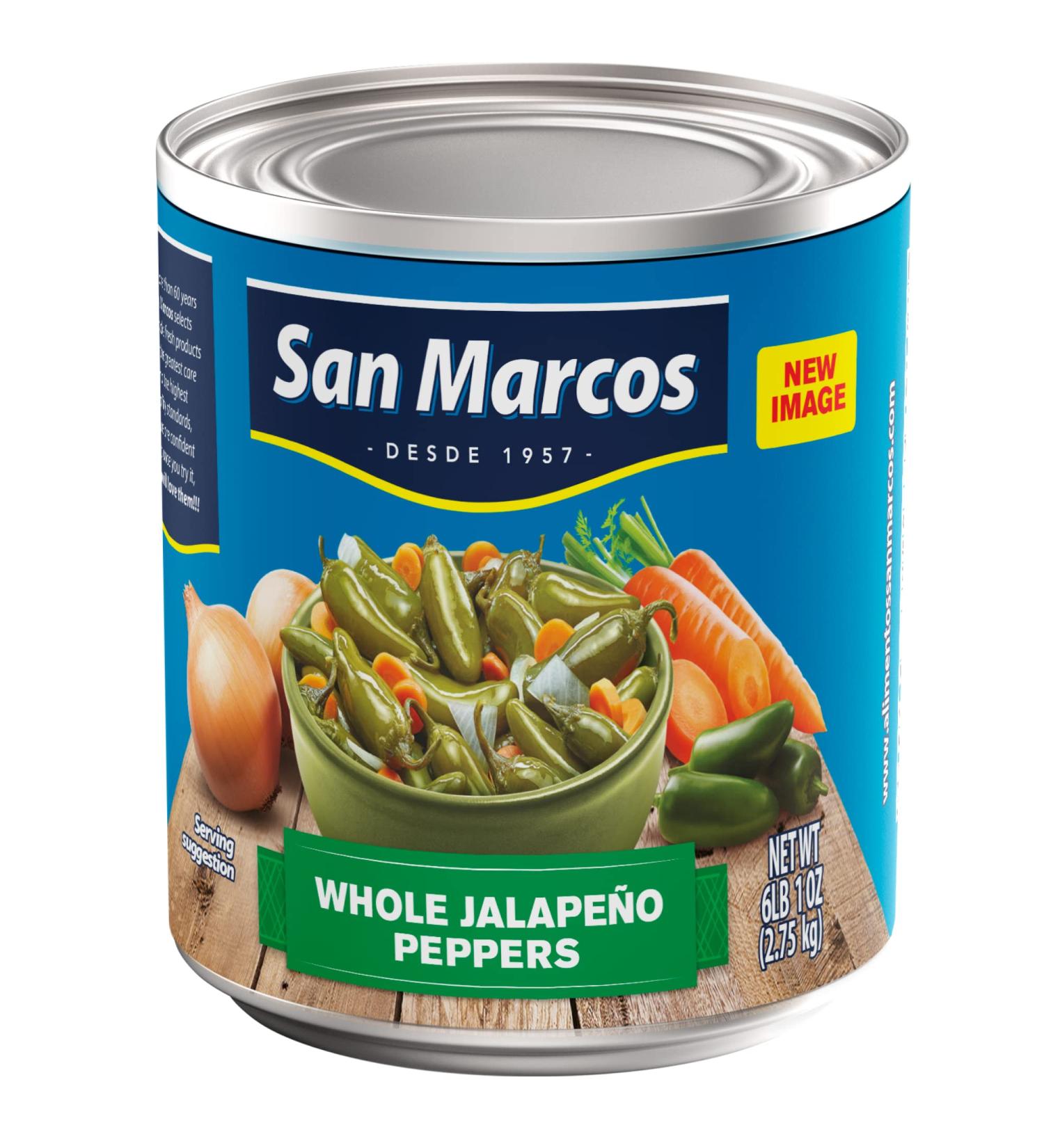 San Marcos Whole Jalapenos 6 lb - Handpicked 97 oz Peppers (Pack of 1) - Buy Online on SooperMarket.com