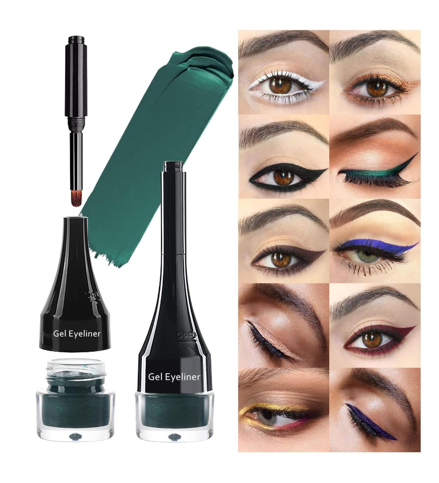 LSxia 2-in-1 Green Gel Eyeliner Set - Waterproof, Smudge Proof, High Pigment Eye Makeup with Brush - Cream Eyeliner Pot for Women - Buy Online on SooperMarket.com