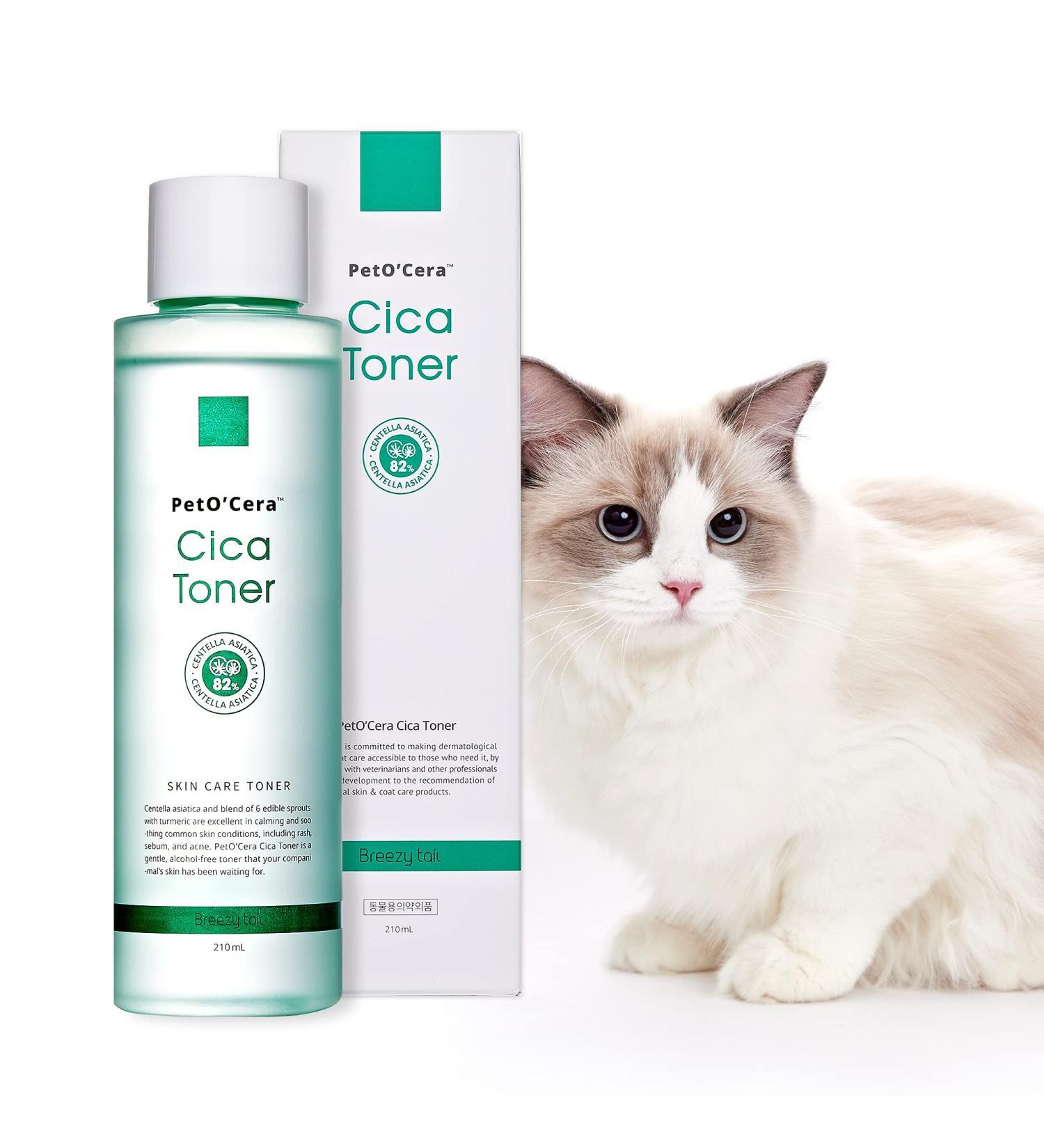 Breezytail PetO'Cera CICA Toner for Cats - Acne, Hot Spot, Blackhead Relief | Soothing & Hypoallergenic Skin Care | 7.1 oz - Buy Online on SooperMarket.com