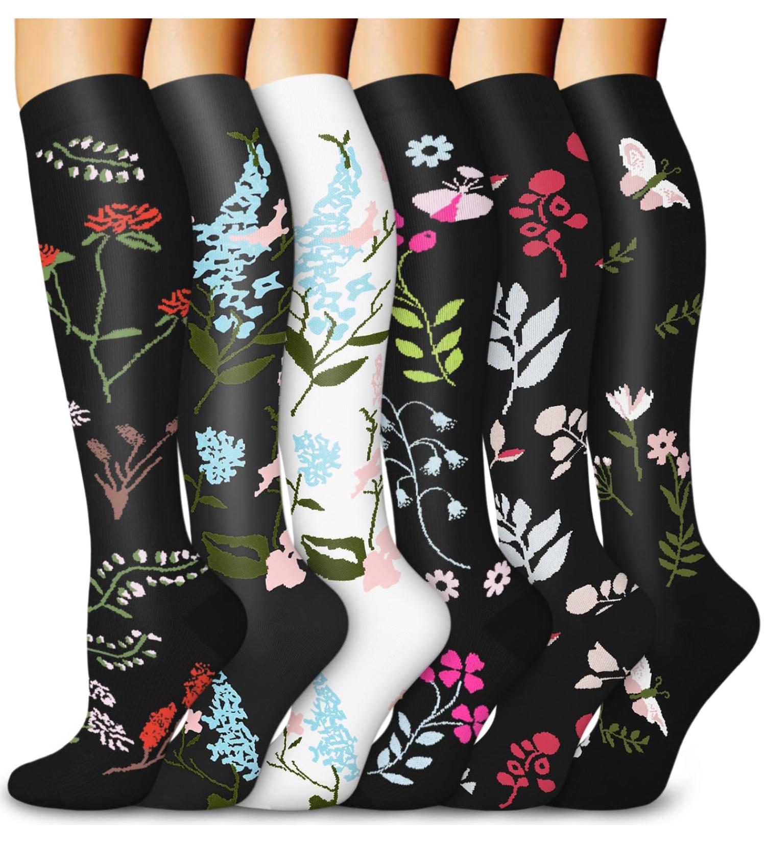 Blongw Compression Stockings for Men - 6 Pairs Knee Support Socks for Sports Travel Running & Cycling | A7-Assorted 05 S-M - Buy Online on SooperMarket.com