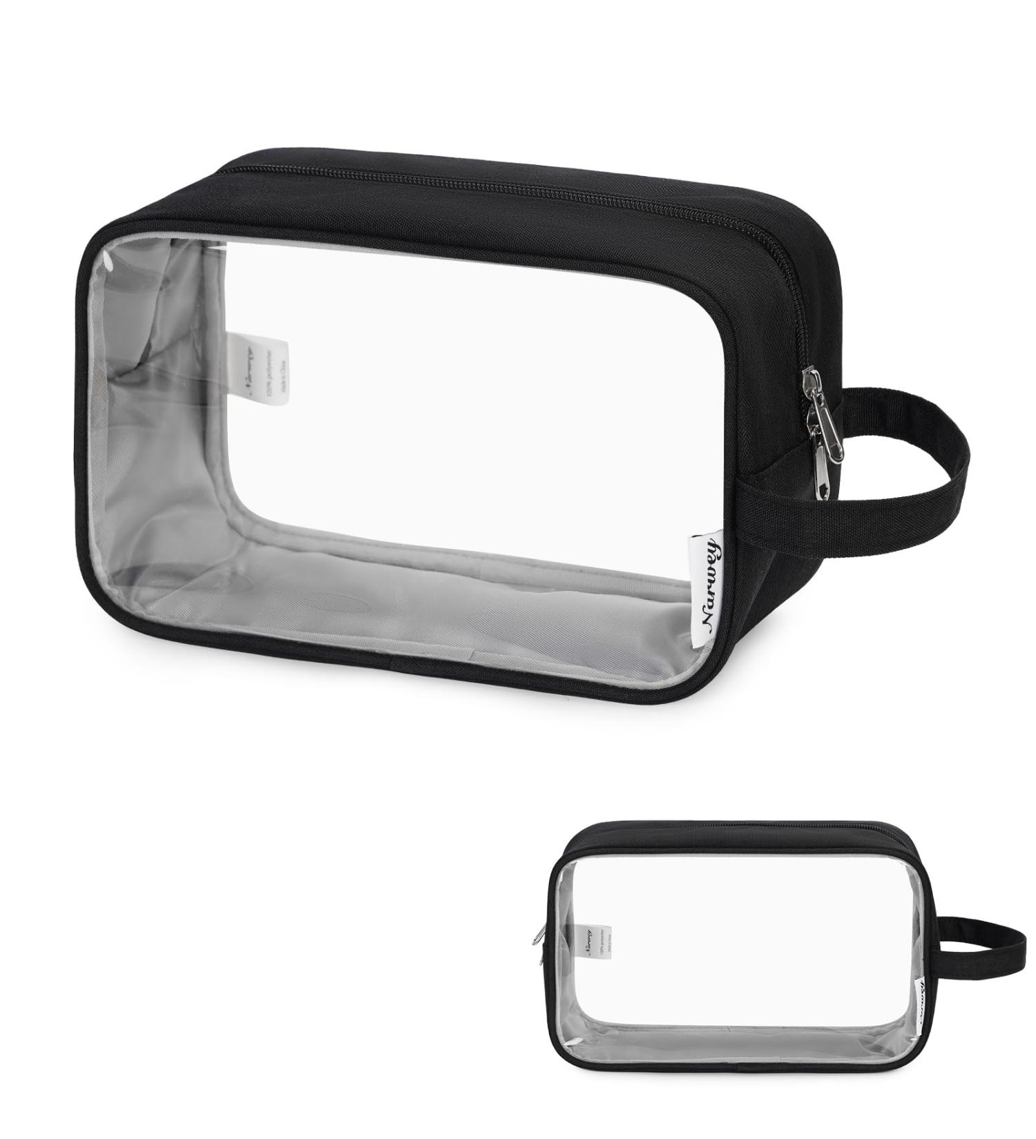 Narwey Clear Travel Toiletry Bag for Women - Black Makeup Organizer Dopp Kit for Toiletries & Cosmetics - Buy Online on SooperMarket.com