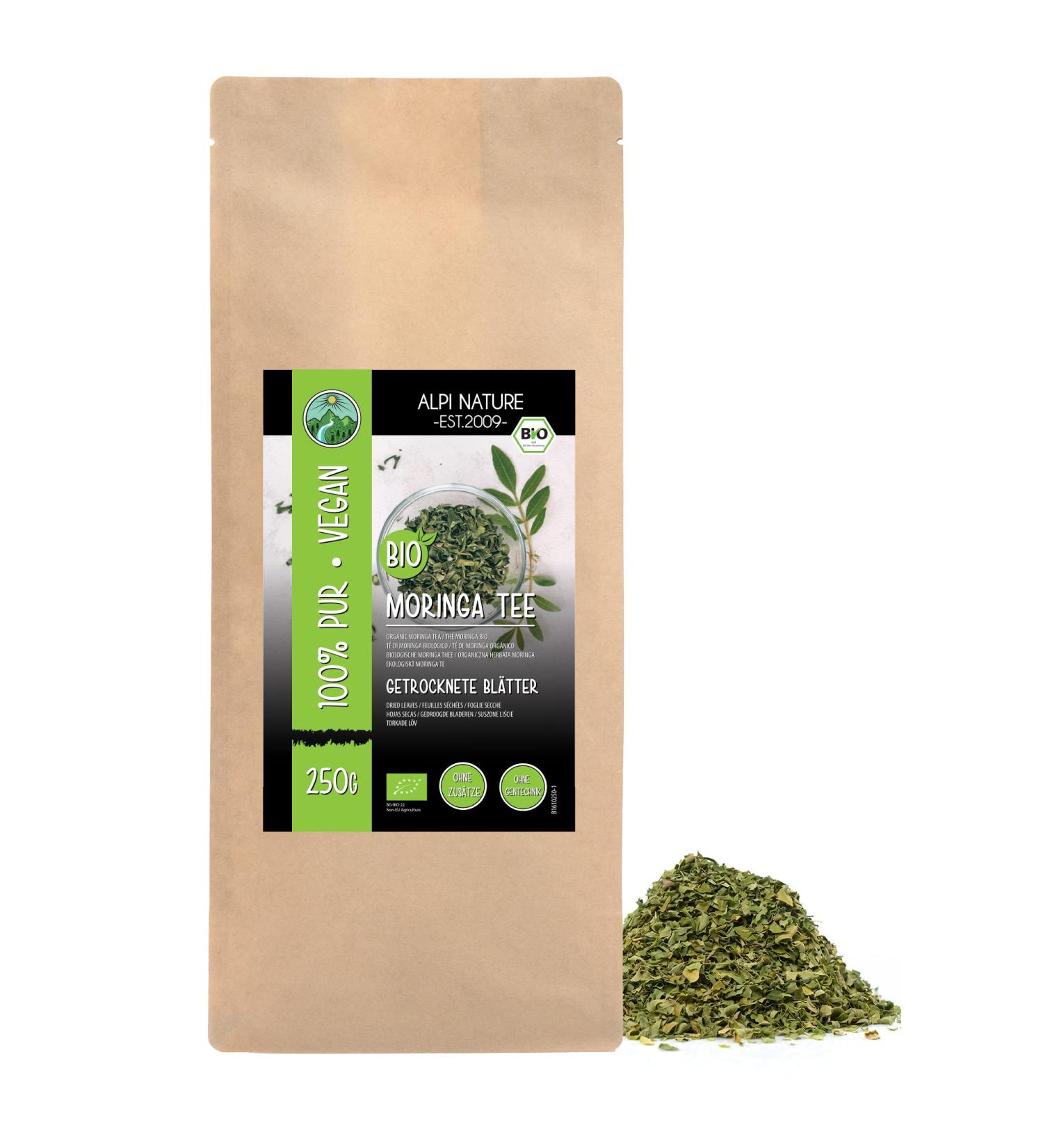 Organic Moringa Leaves Tea - 100% Natural Cut Leaves from Controlled Cultivation (250g) - Buy Online on SooperMarket.com