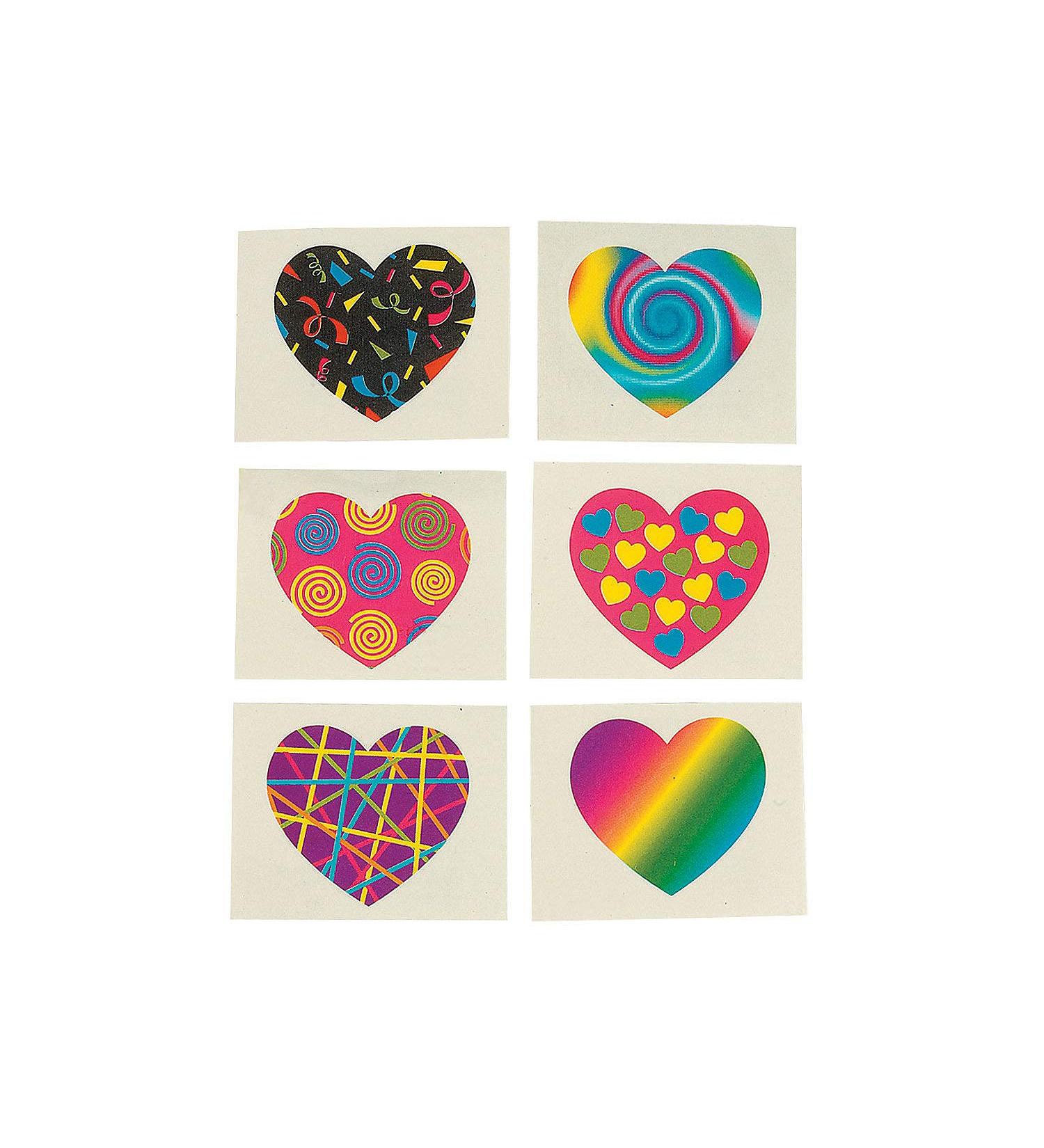 Funky Heart Tattoos - 72 Pieces | Trendy Temporary Tattoo Set - Buy Online on SooperMarket.com