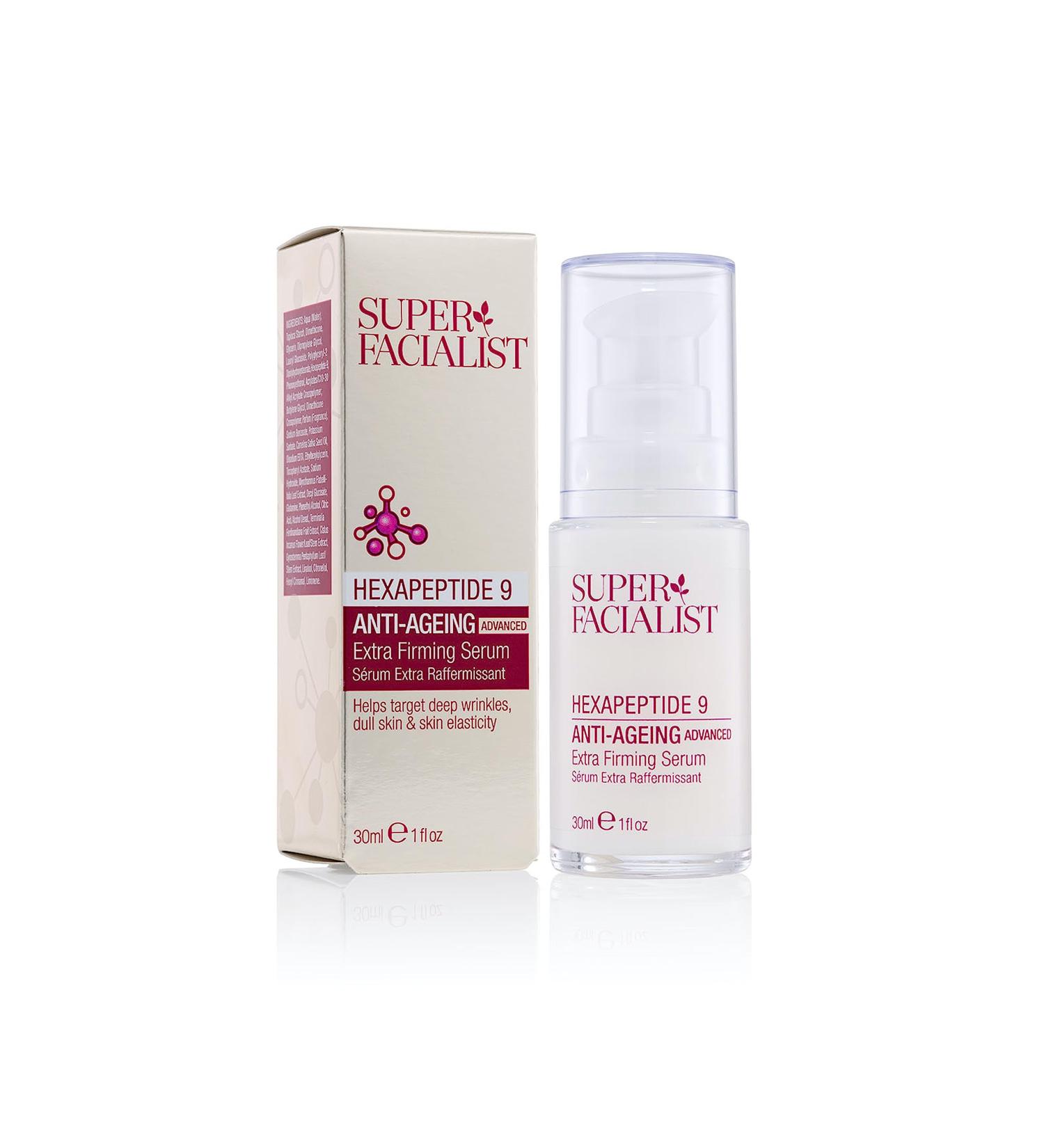 Super Facialist Hexapeptide 9 Anti-Ageing Advanced Extra Firming Serum - Anti Ageing Face Cream to Increase Elasticity Target Deep Wrinkles & Dull Skin Vegan Friendly 30 ml Hexapeptide-9 Serum - Buy Online on SooperMarket.com