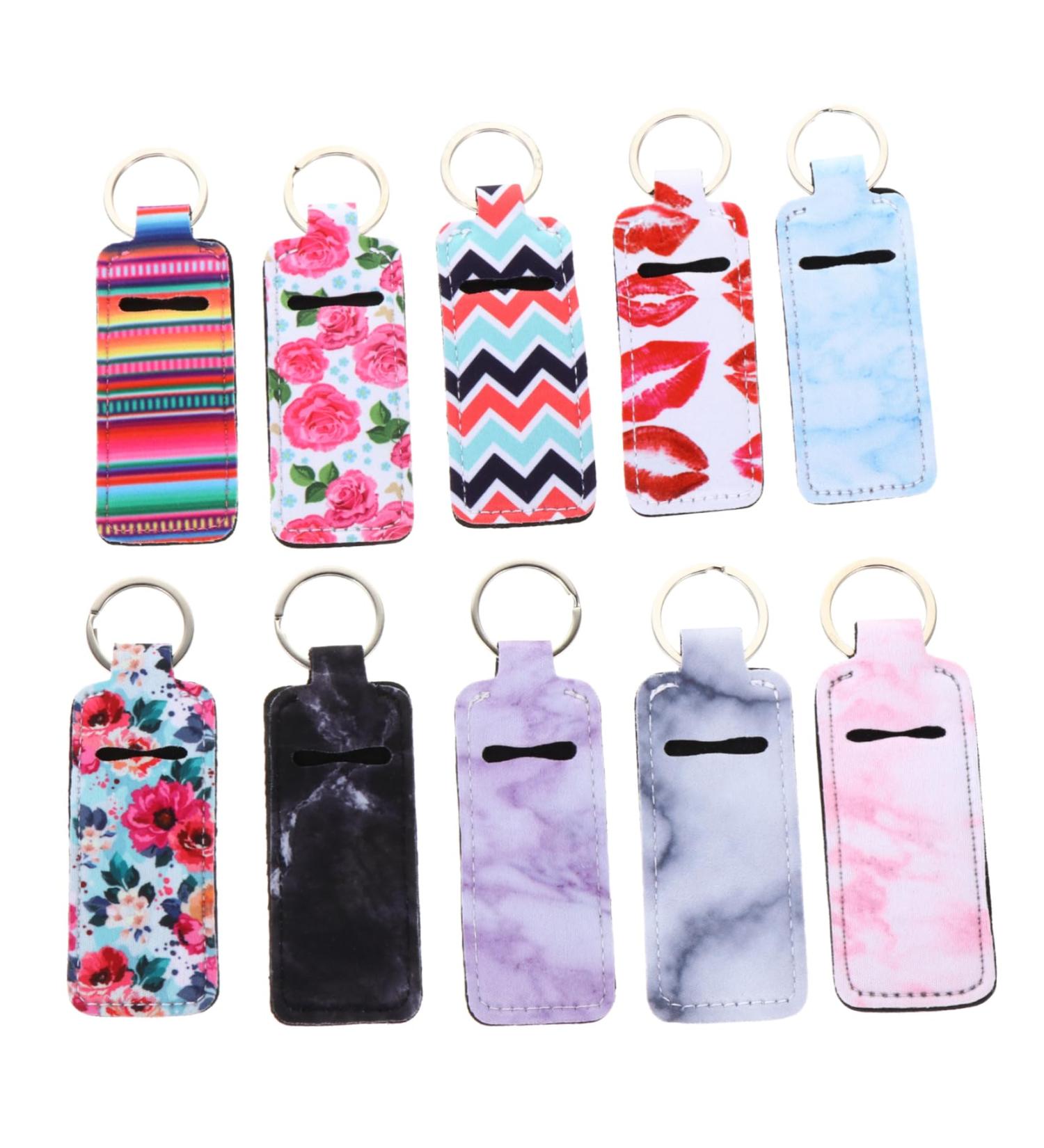 PACKOVE 10pcs Lipstick Holder Keychain & Wristlet | Portable Neoprene Pouch for Lip Balm & Chopsticks | Stylish Keychain Organizer - Buy Online on SooperMarket.com