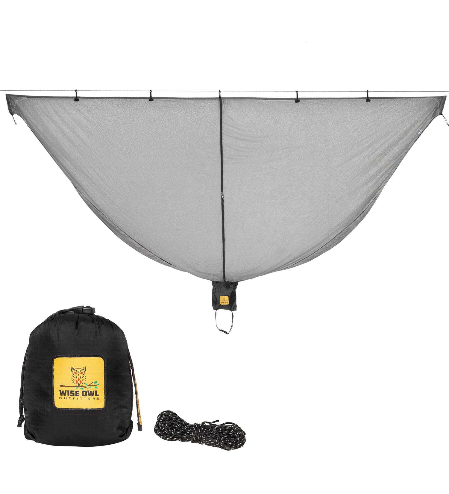 Wise Owl Outfitters Hammock Bug Net - Premium Waterproof Mesh Netting with Double-Sided Zipper for Hammocks - Essential Camping Gear in Black - Buy Online on SooperMarket.com