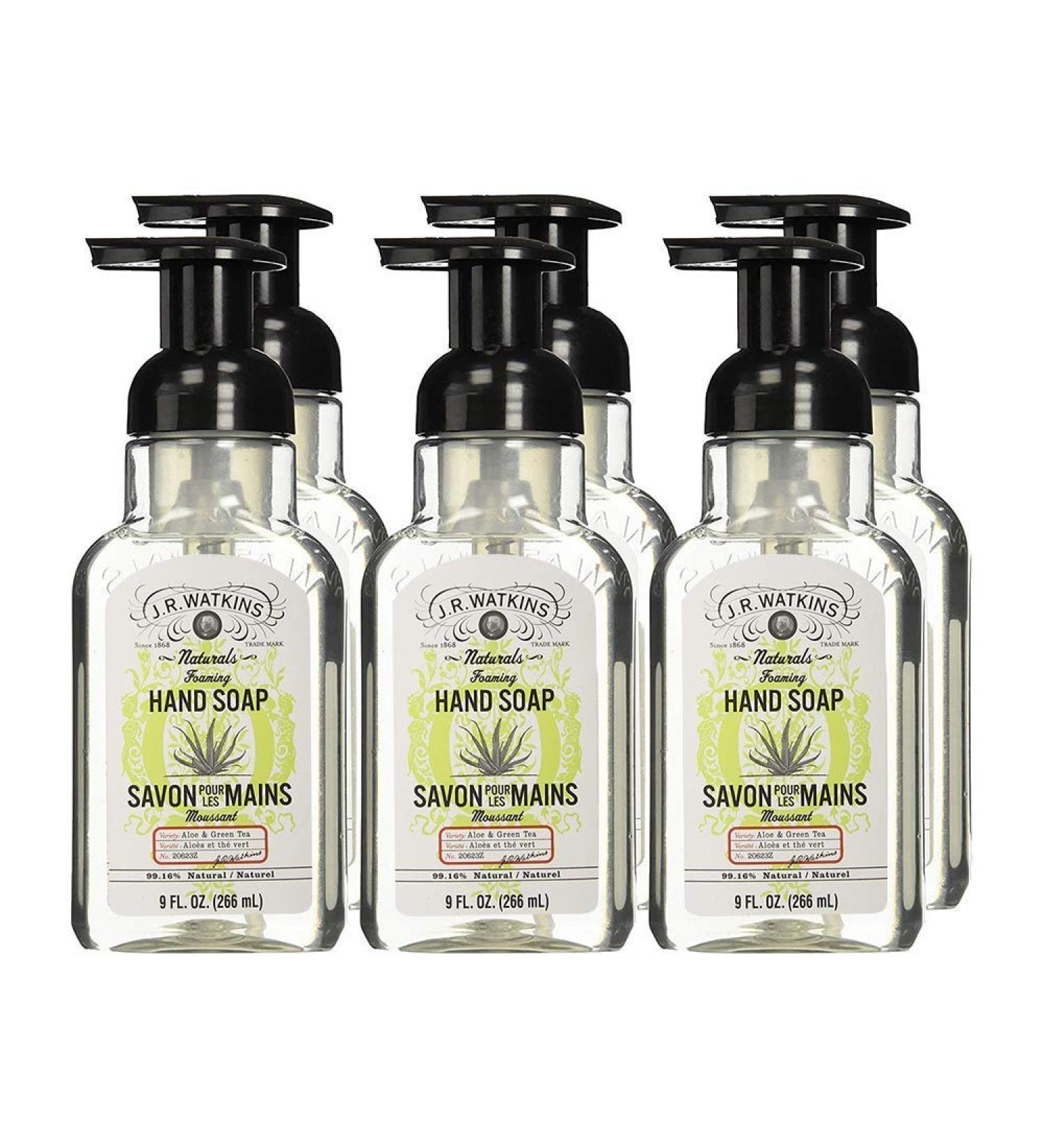 J.R. Watkins Foaming Hand Soap - Aloe Green Tea - 9 oz - Case of 6 - Buy Online on SooperMarket.com