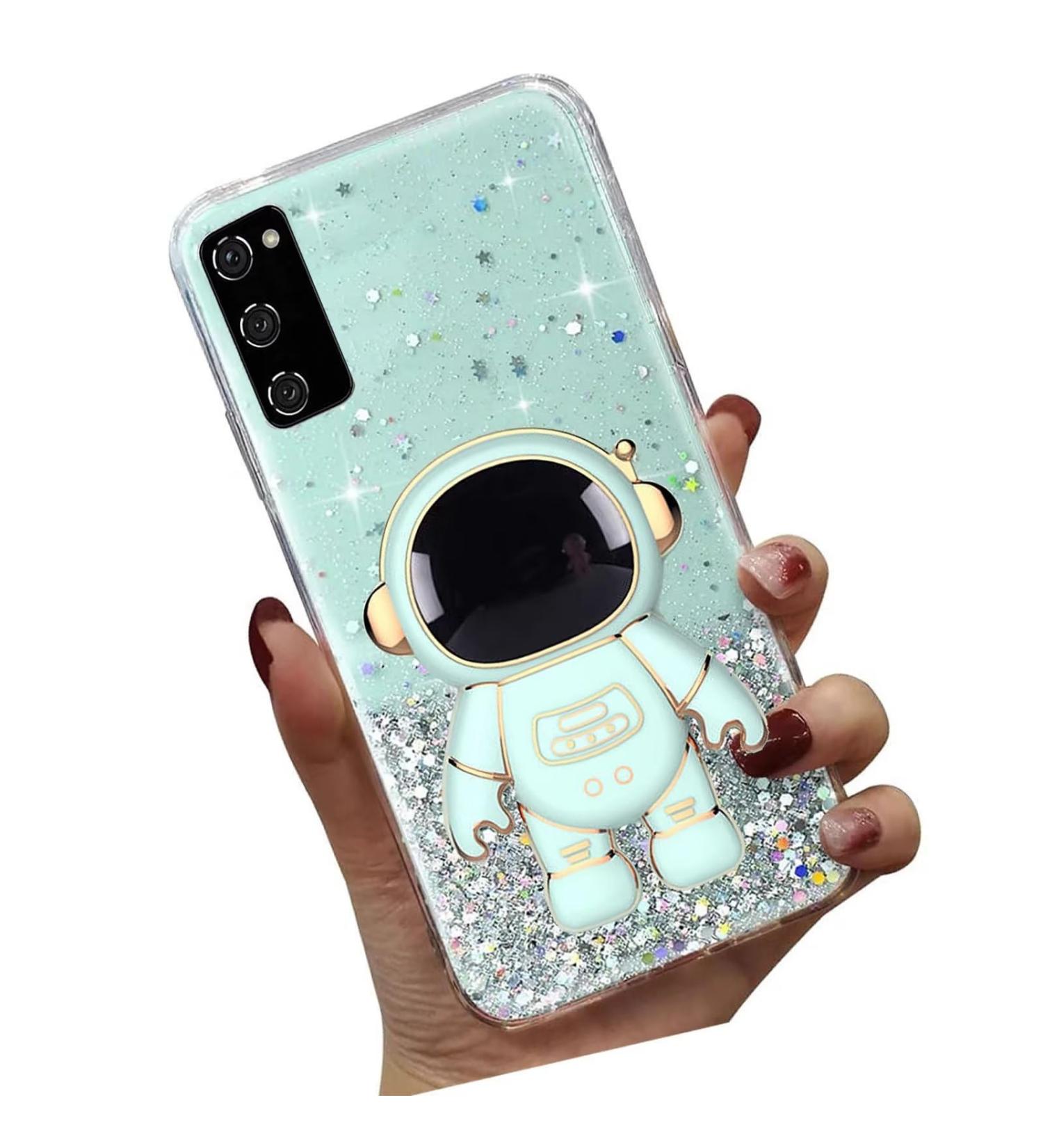 Tivenfezk Nadoli for Samsung Galaxy A51 - Astronaut Hidden Standing Caricature Glitter Soft Silicone Bling Transparent Protective Cover - Green - Buy Online on SooperMarket.com