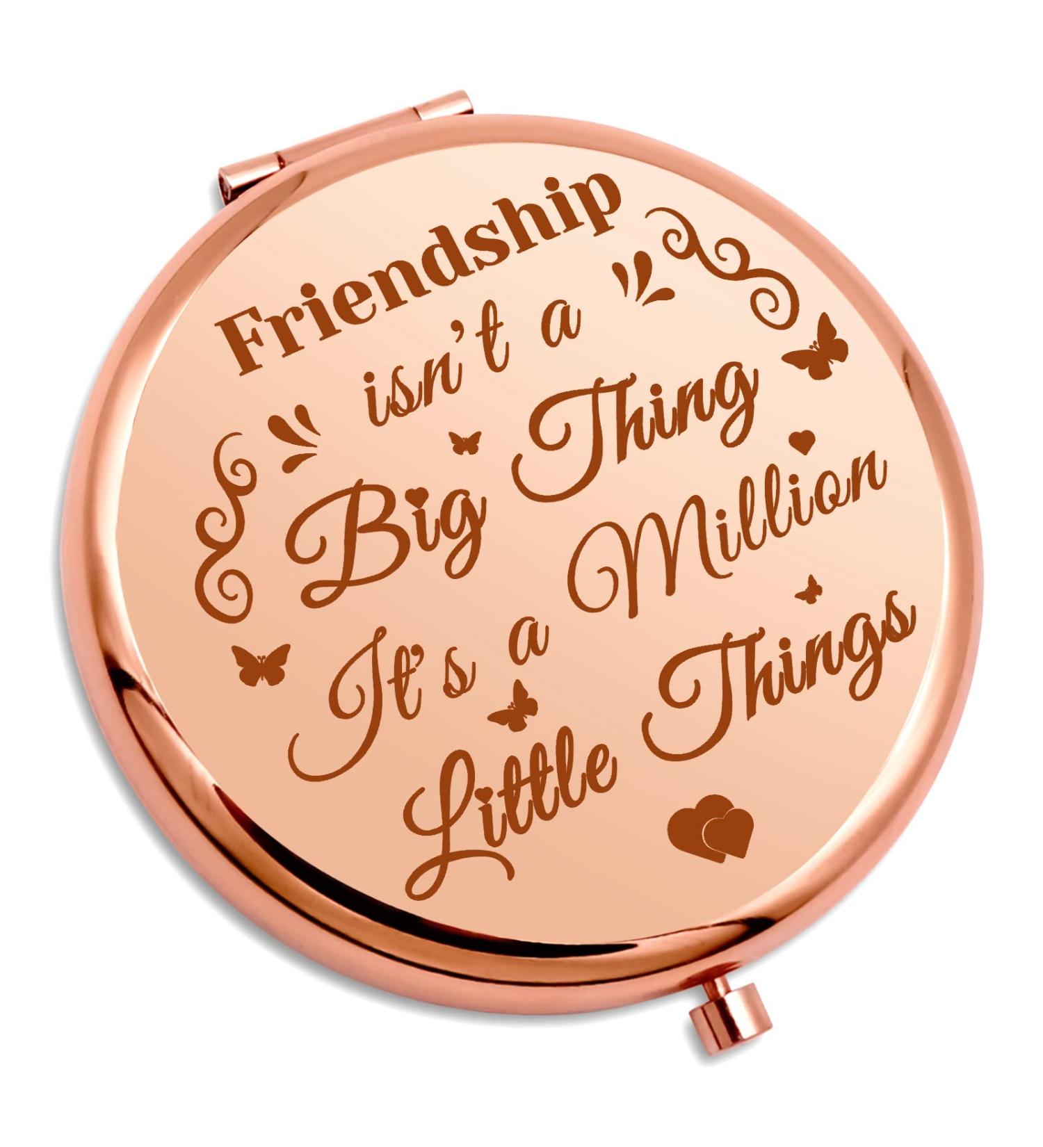 Compact Mirror: Friendship Gift for Women - Best Friend Birthday, Sister, Long Distance Friendship, Wedding, Graduation - Pocket Makeup Mirror - Buy Online on SooperMarket.com