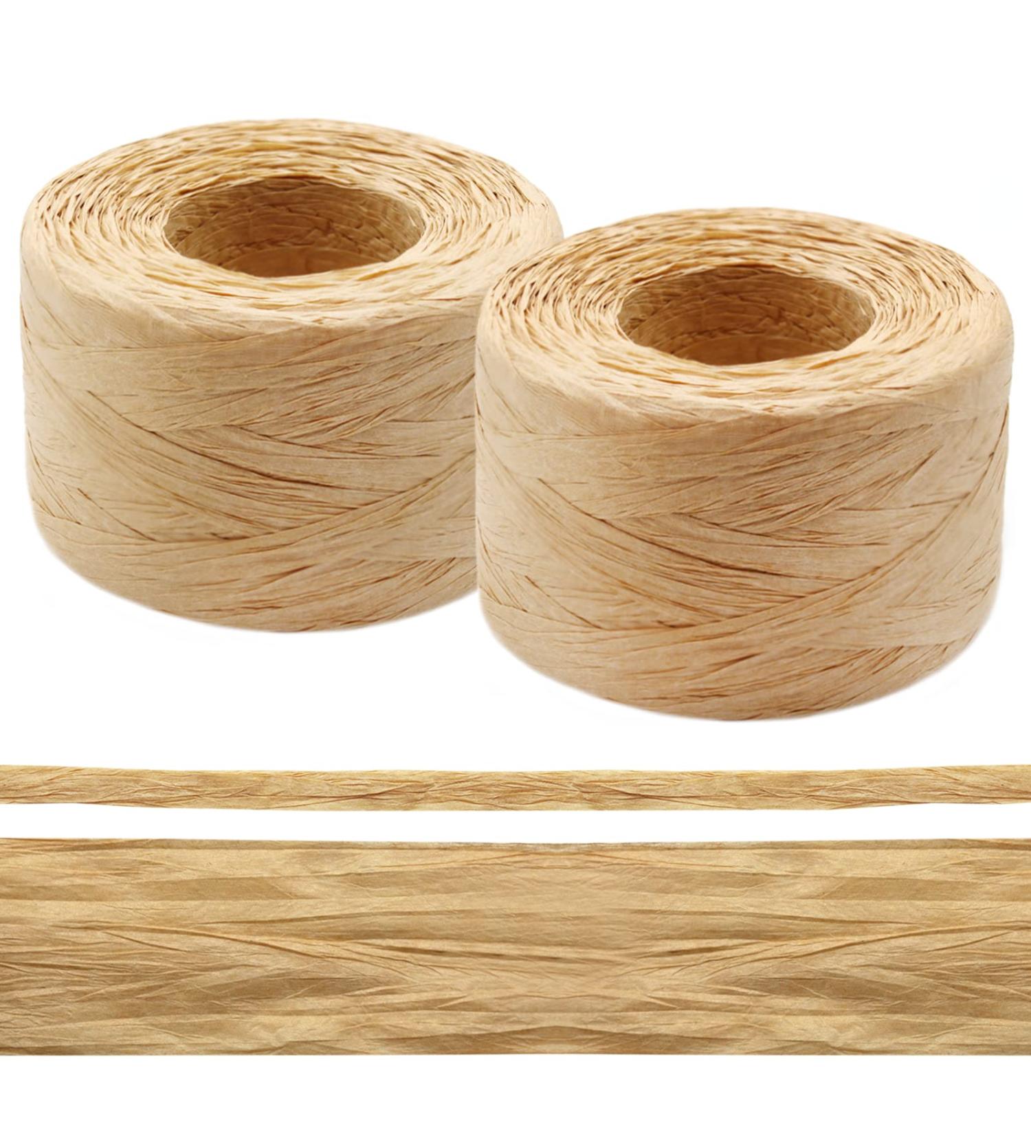 Anvin 2 Rolls Natural Raffia Paper Ribbon Matte Twine Raffia Ribbon Paper Decorative String for Festival Gift Wrapping  Crafts and DIY 1/4 Wide by 330 Feet Each Roll (Natural Color) - Buy Online on SooperMarket.com