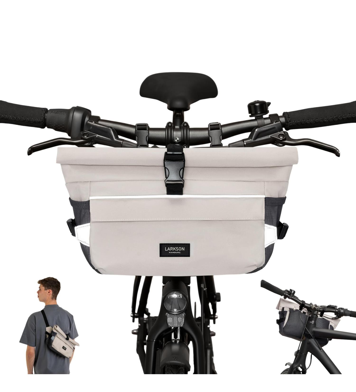 Buy Larkson Handlebar Pocket Bike Beige - 2-in-1 Bicycle & Shoulder Bag - Water-Repellent Bike Packing Bag with Reflection - International Shipping Available - Buy Online on SooperMarket.com
