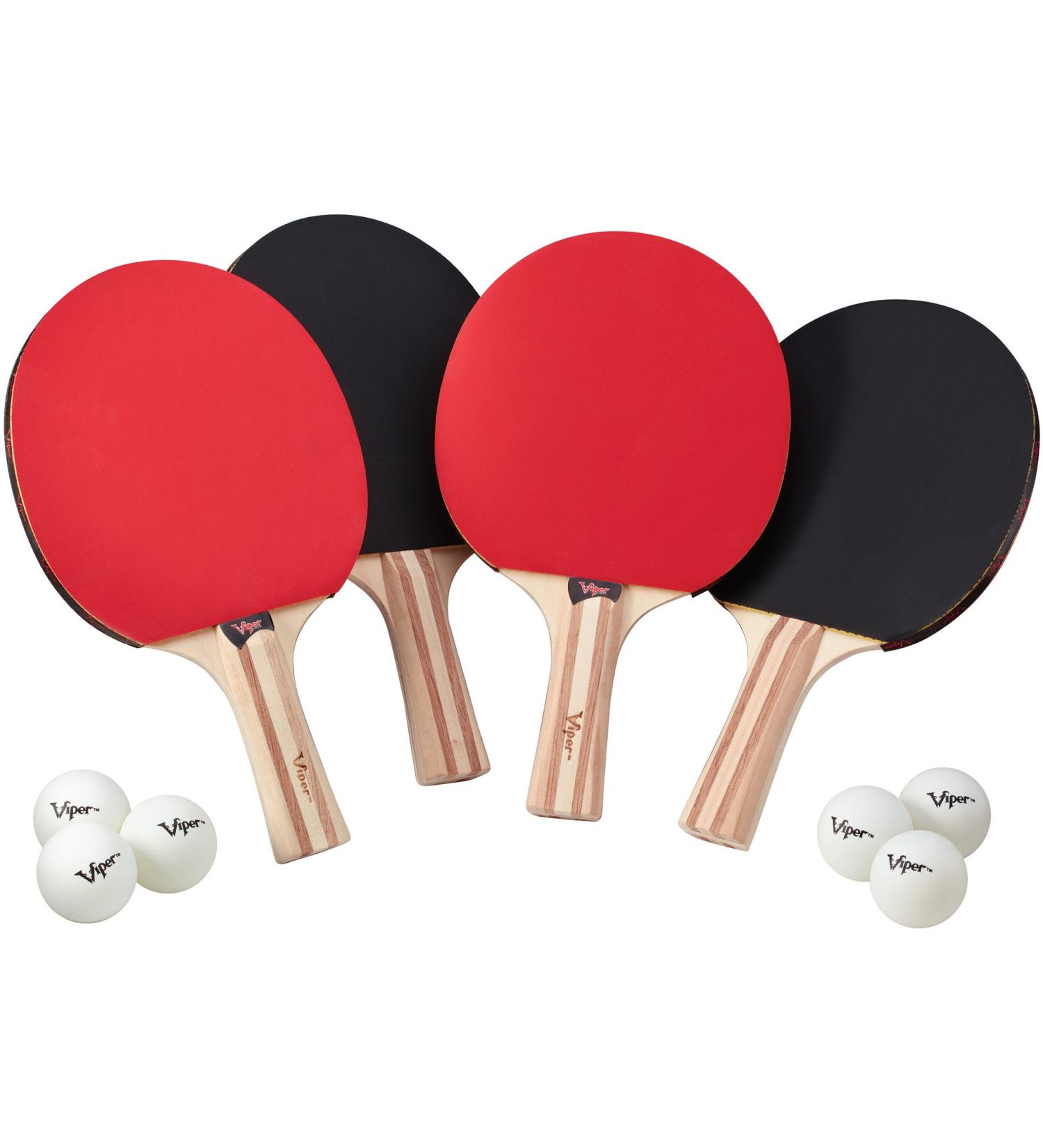 Viper Table Tennis Accessory Set (Rackets/Paddles and Balls) 4 Rackets and 6 Balls