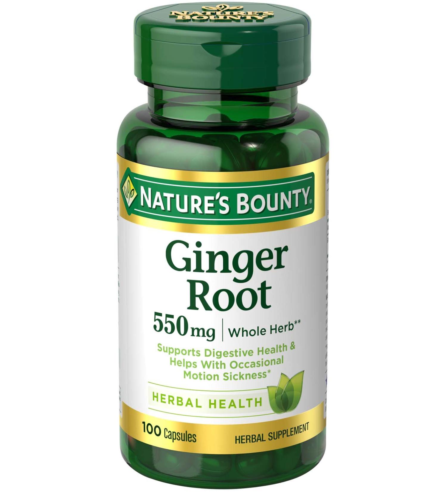 Nature's Bounty Ginger Root 550mg, 100 Capsules (Pack of 2)