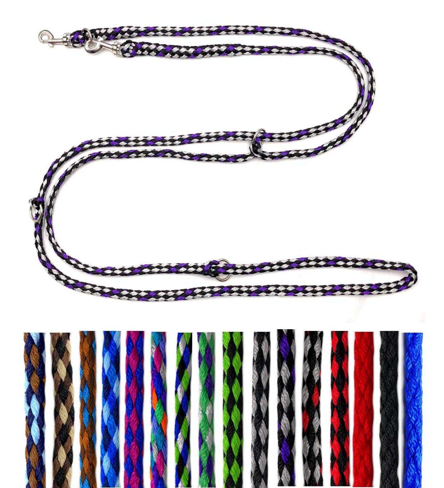 Lightweight 2.80m Adjustable Dog Leash for Small Dogs | Robust Double Linen Design - Boston Black-Silver Purple - Buy Online on SooperMarket.com