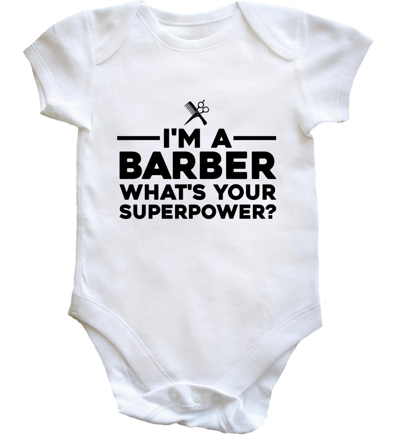 Hippowarehouse I'm a barber what's your superpower baby vest bodysuit (short sleeve) boys girls