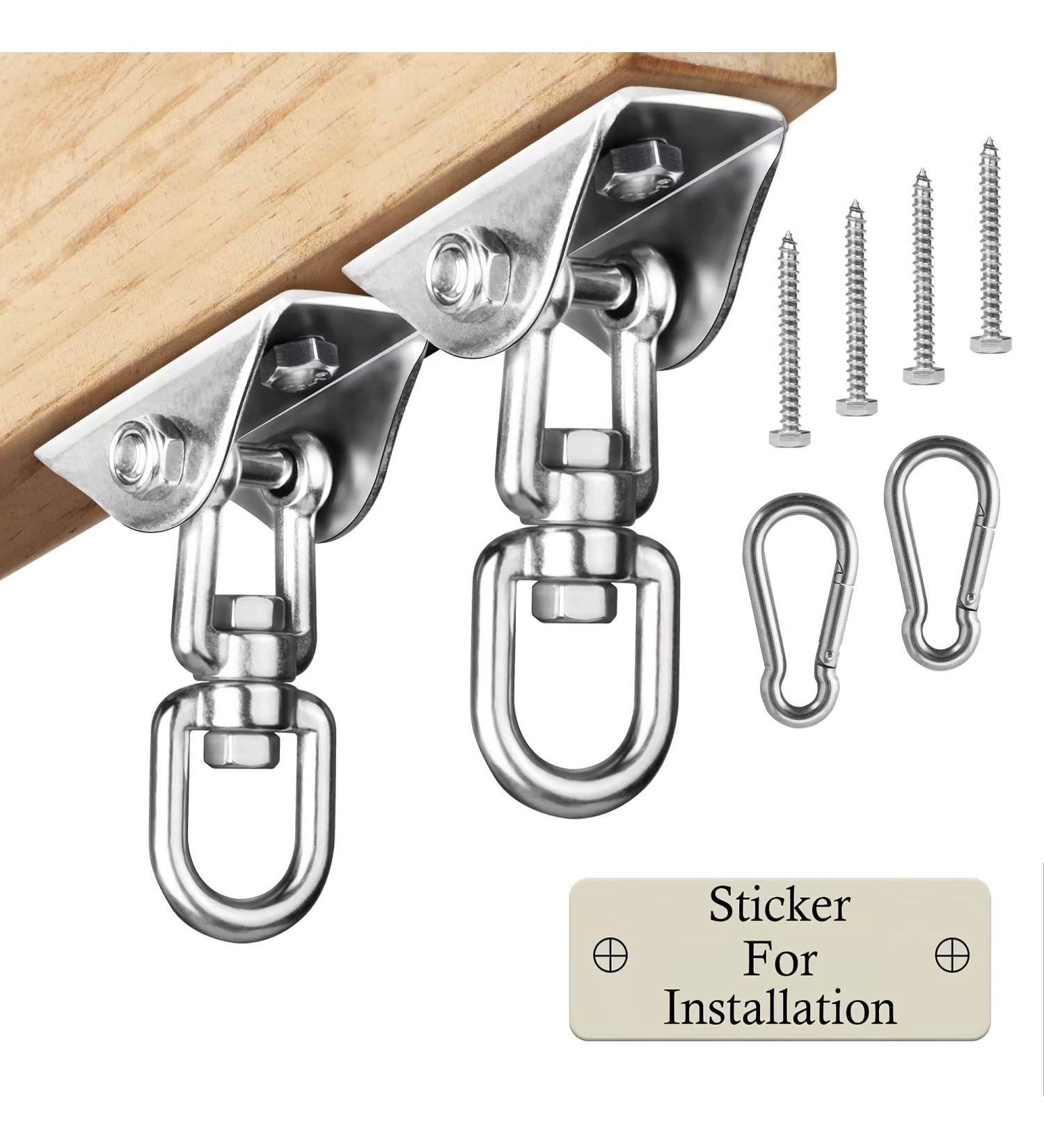 Aisto Heavy Duty Swing Hangers 2000 LB Capacity - 2 Pack Stainless Steel Swivel Hardware for Playground, Hammocks, and More - Buy Online on SooperMarket.com