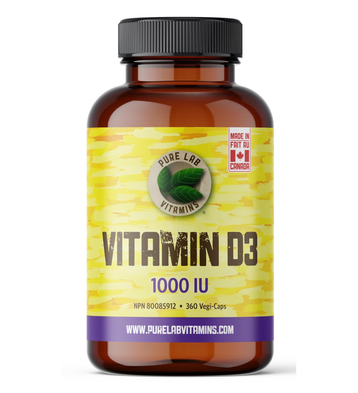 Pure Lab Vitamins | Vitamin D3 1000IU | 360 Vegi Capsules | Mood Booster Bone Health Teeth Health and Immune System Support | Vitamin D3 Cholecalciferol | Vitamin D3 Capsules | Vitamin D3 Supplement - Buy Online on SooperMarket.com
