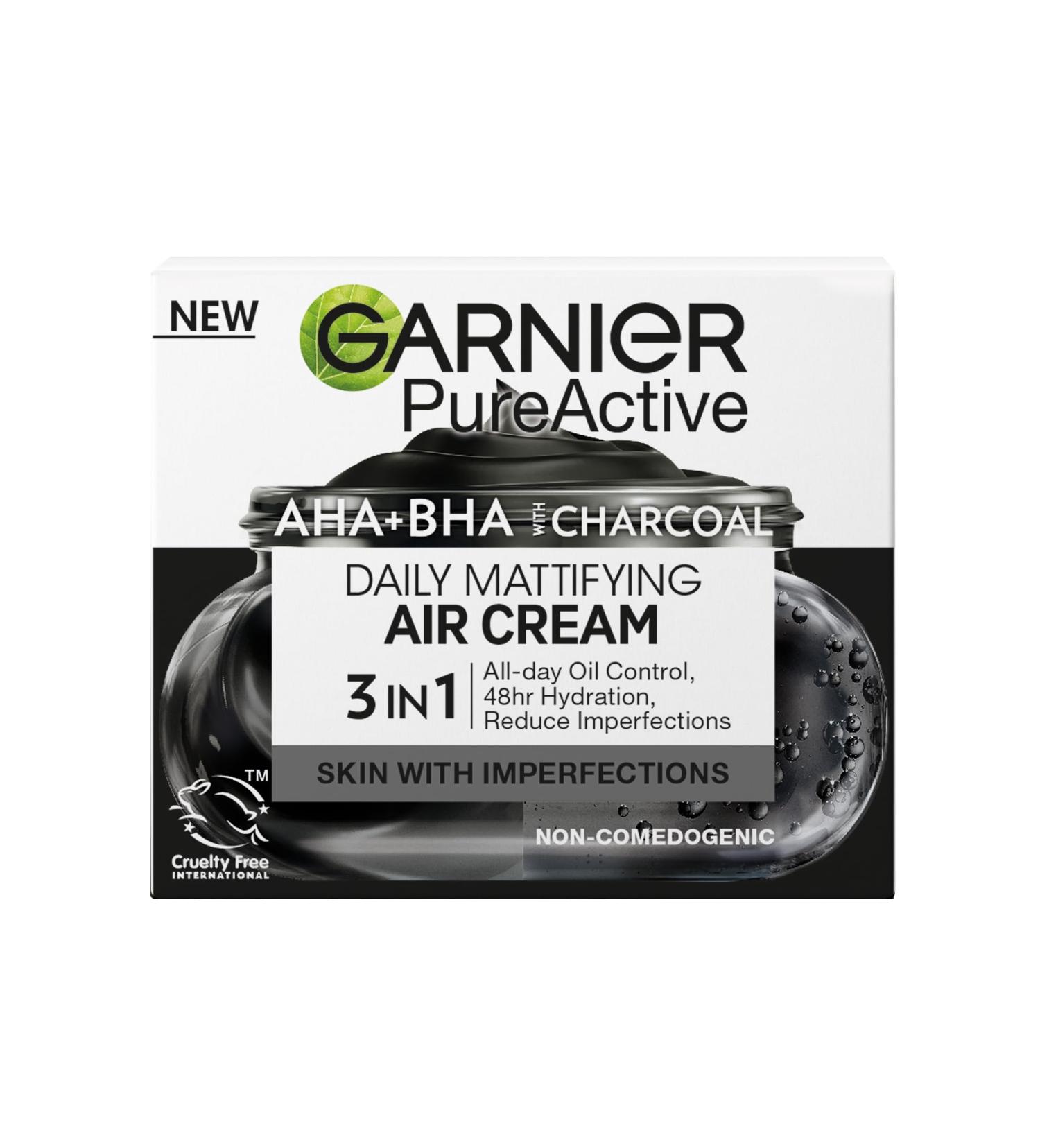 Garnier Pure Active AHA+BHA Charcoal Daily Mattifying Air Cream - Buy Online on SooperMarket.com