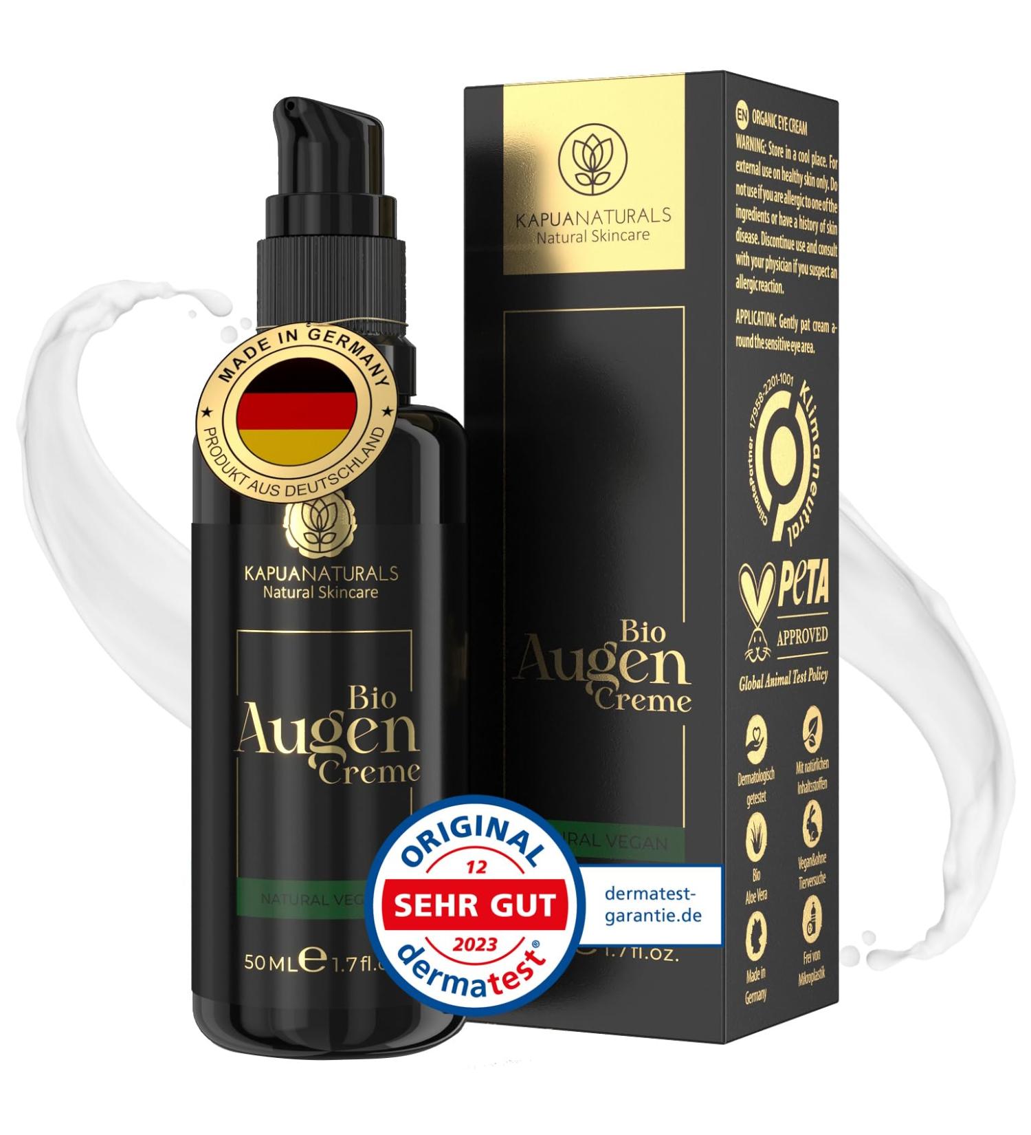 Organic Eye Cream 50ml - High-Dose 100% Vegan Anti-Aging & Dark Circle Remover - Sustainably Made in Germany - Buy Online on SooperMarket.com