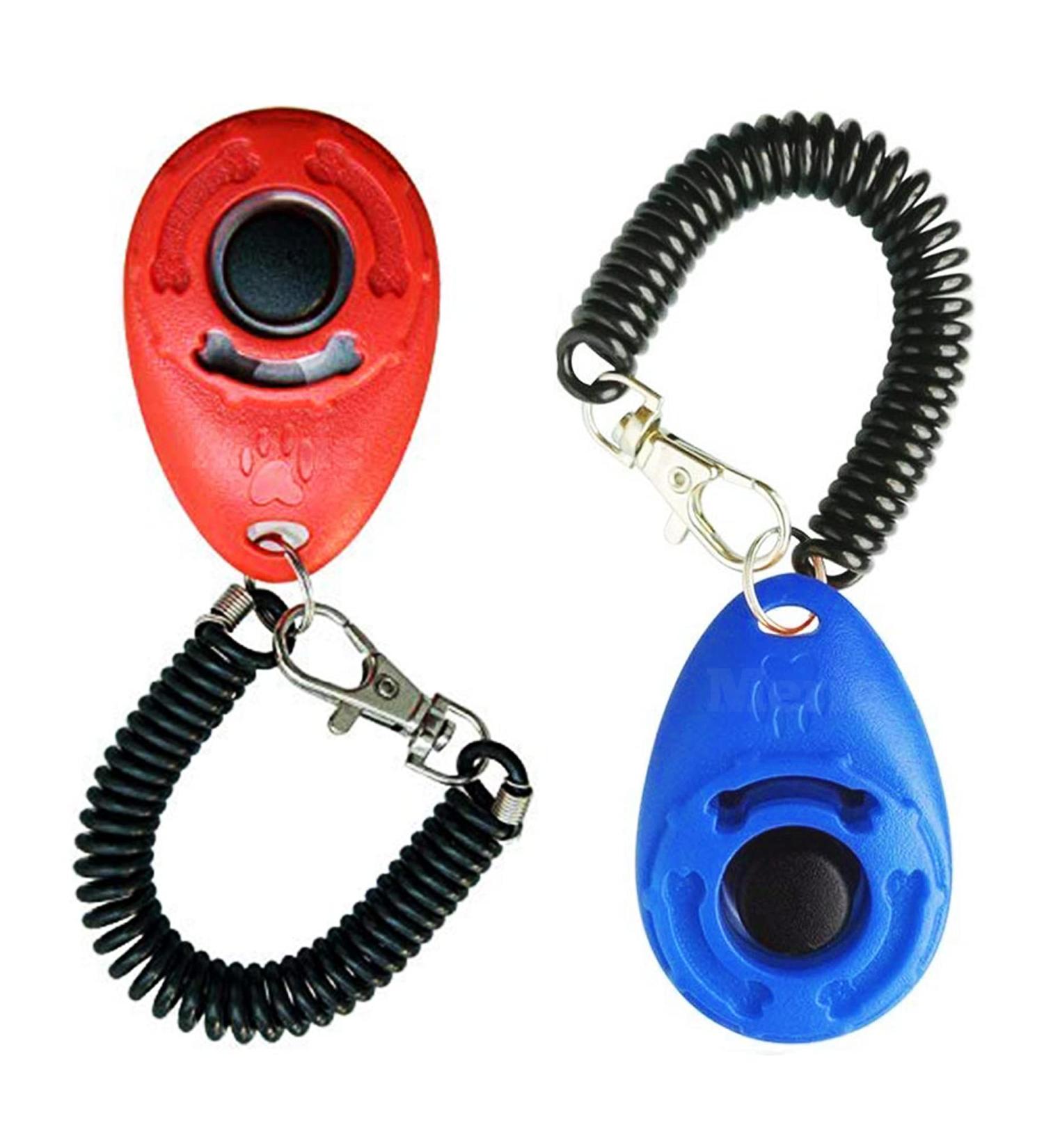 Meric Pet Cat Training Clicker Set - Durable Flat Drop Shape Button Tool in Red and Blue - 2 Pcs Pack - Buy Online on SooperMarket.com