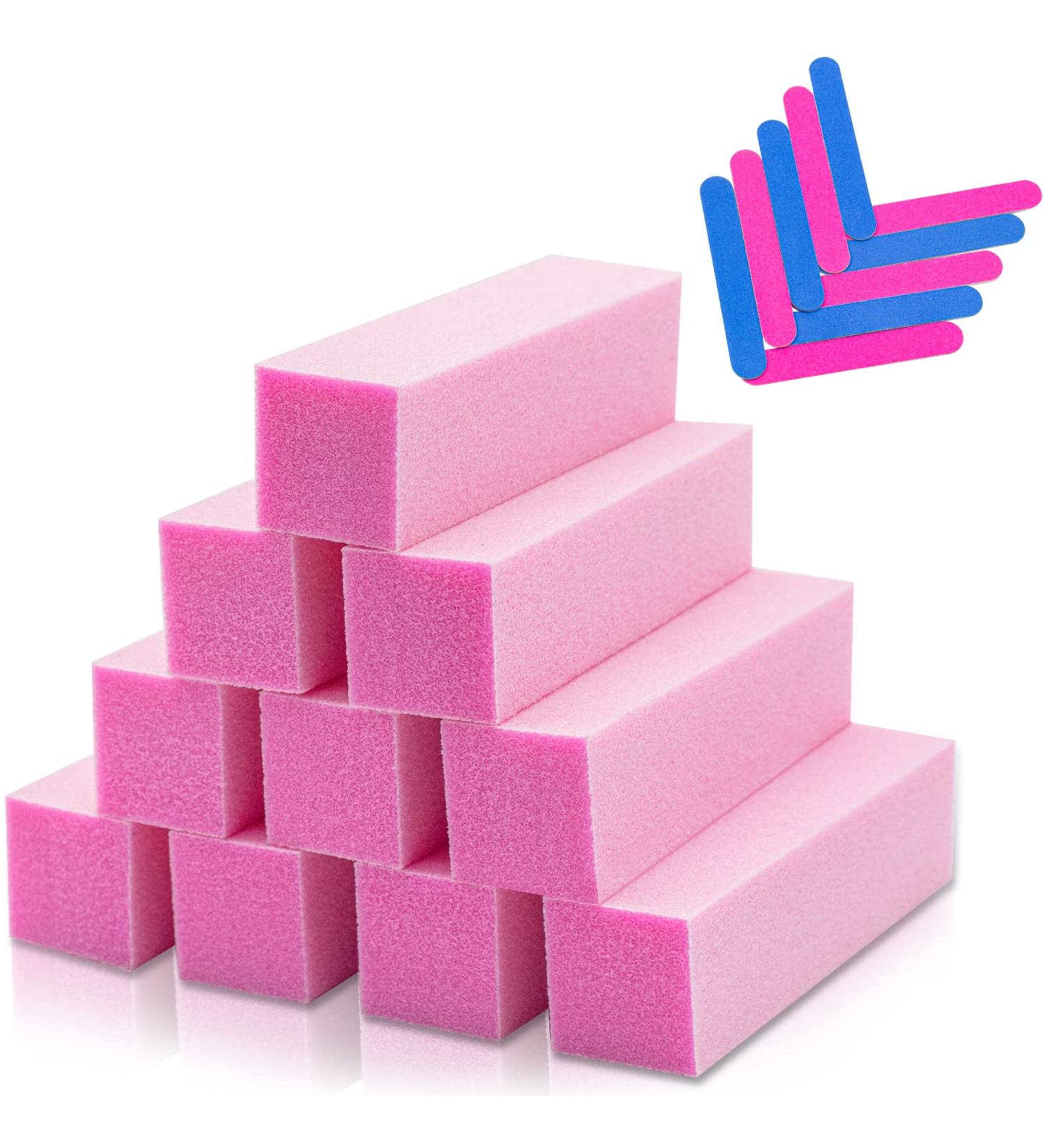Selistamm 10Pcs Nail Buffer Blocks 4-Way 120 Grit Nail Buffers & Mini Files Set - Manicure Tools for Gel, Acrylic, Natural Nails - Pink - Buy Online on SooperMarket.com