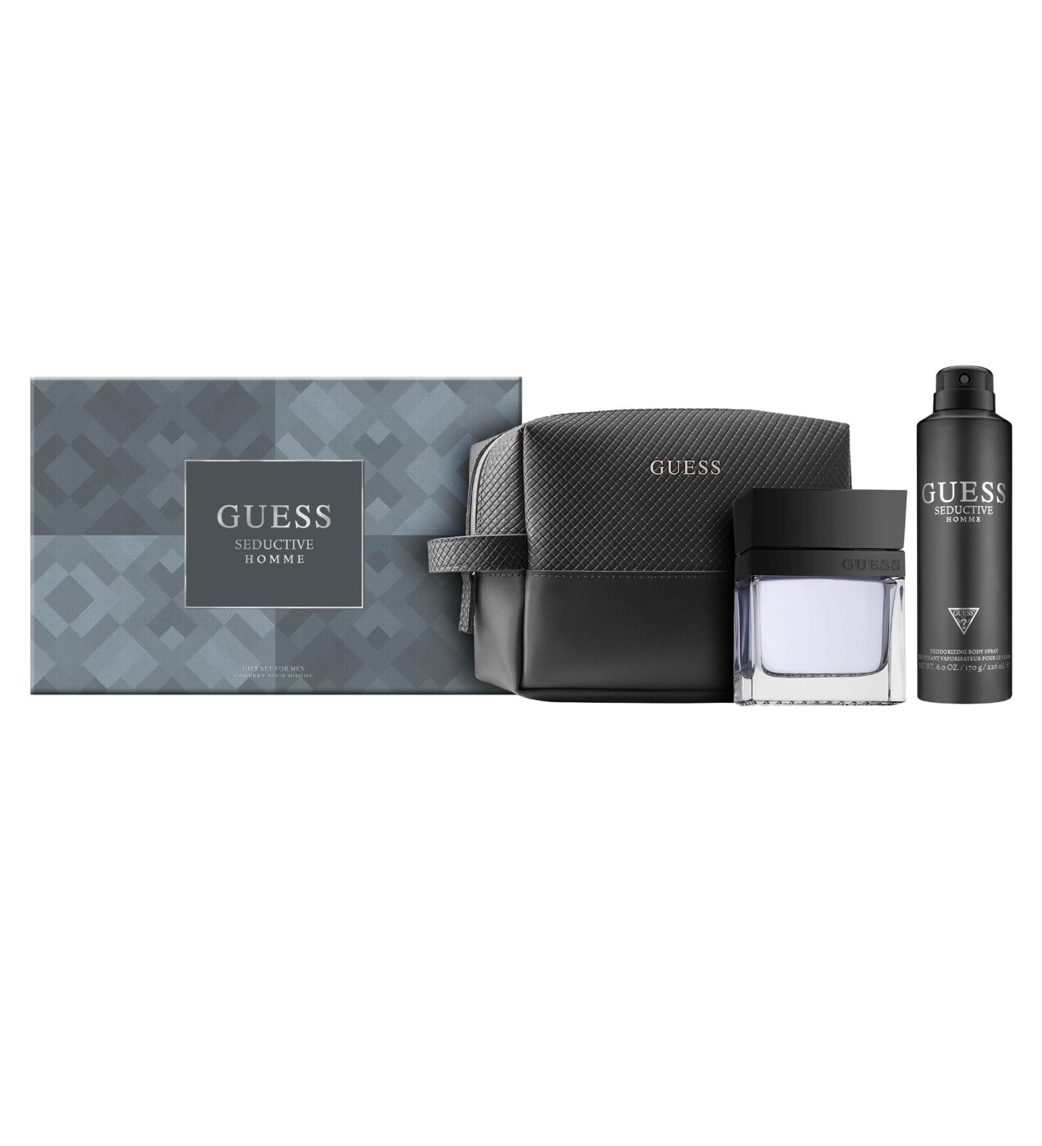GUESS Seductive Men/Homme Eau de Toilette 4 Piece Gift Set - Cologne Spray 3.4 Fl. Oz. Deodorizing Body Spray 6.0 Oz. Shower Gel 3.4 Fl. Oz. & Pouch - Buy Online on SooperMarket.com