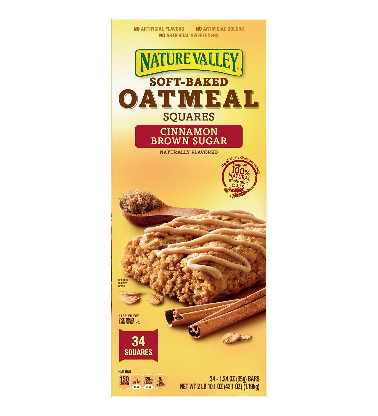 Nature Valley Soft-Baked Oatmeal Squares Cinnamon Brown Sugar 34ct 1.24oz - Delicious and Healthy Snack! - Buy Online on SooperMarket.com